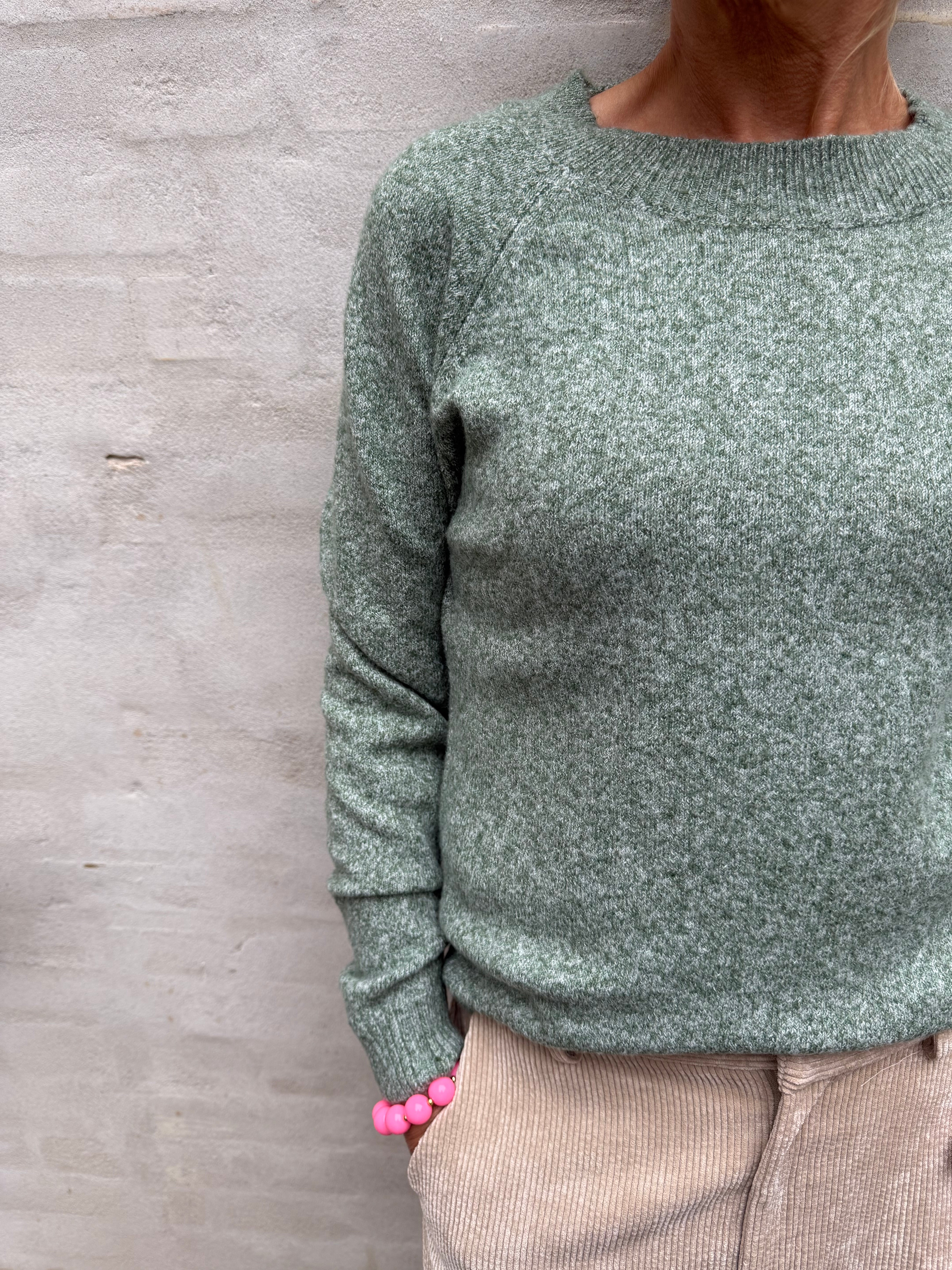 DOFFY O-NECK BLOUSE - Laurel Wreath MELANGE