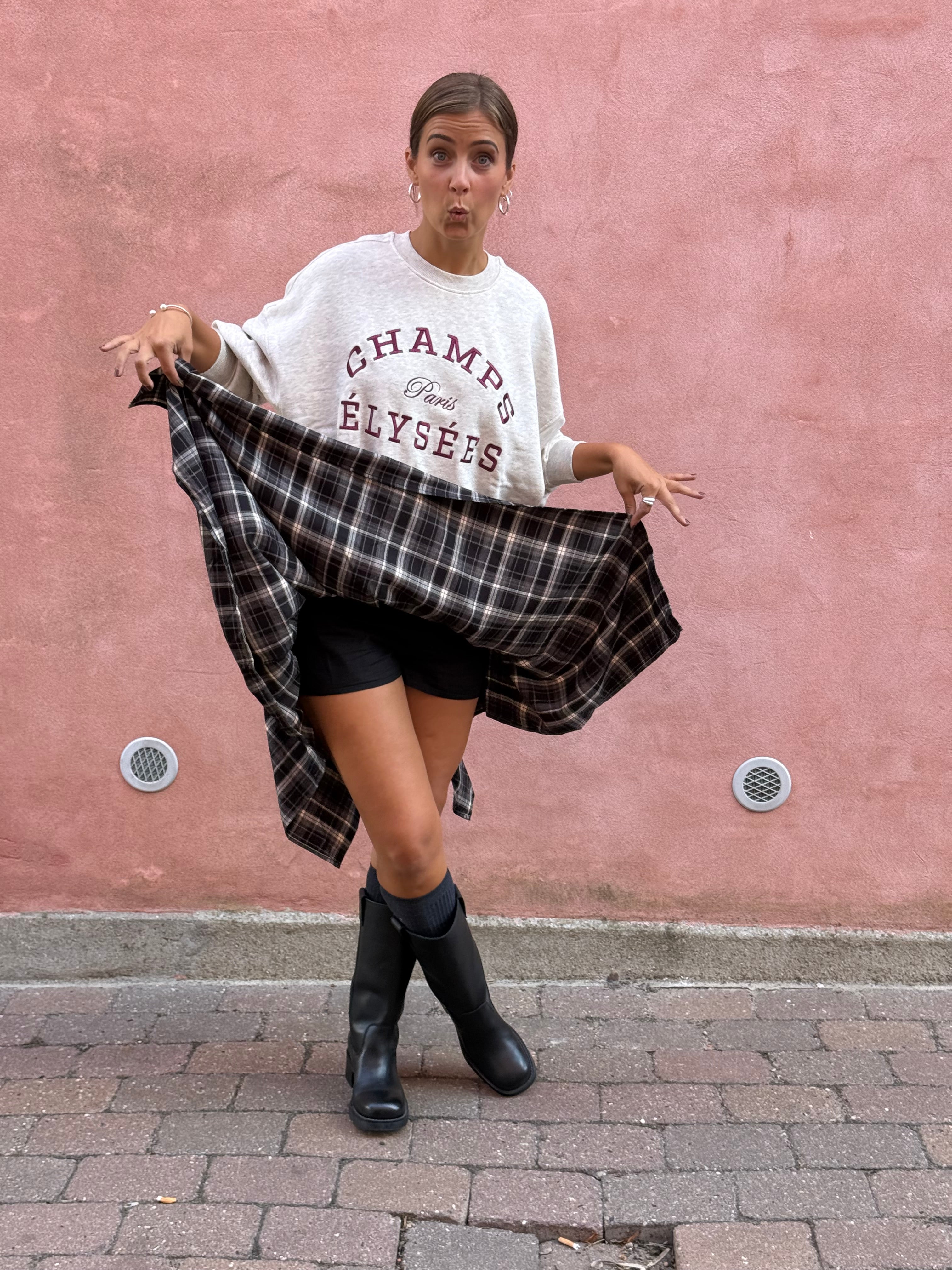DagnyCC Check Tie Skirt - Black