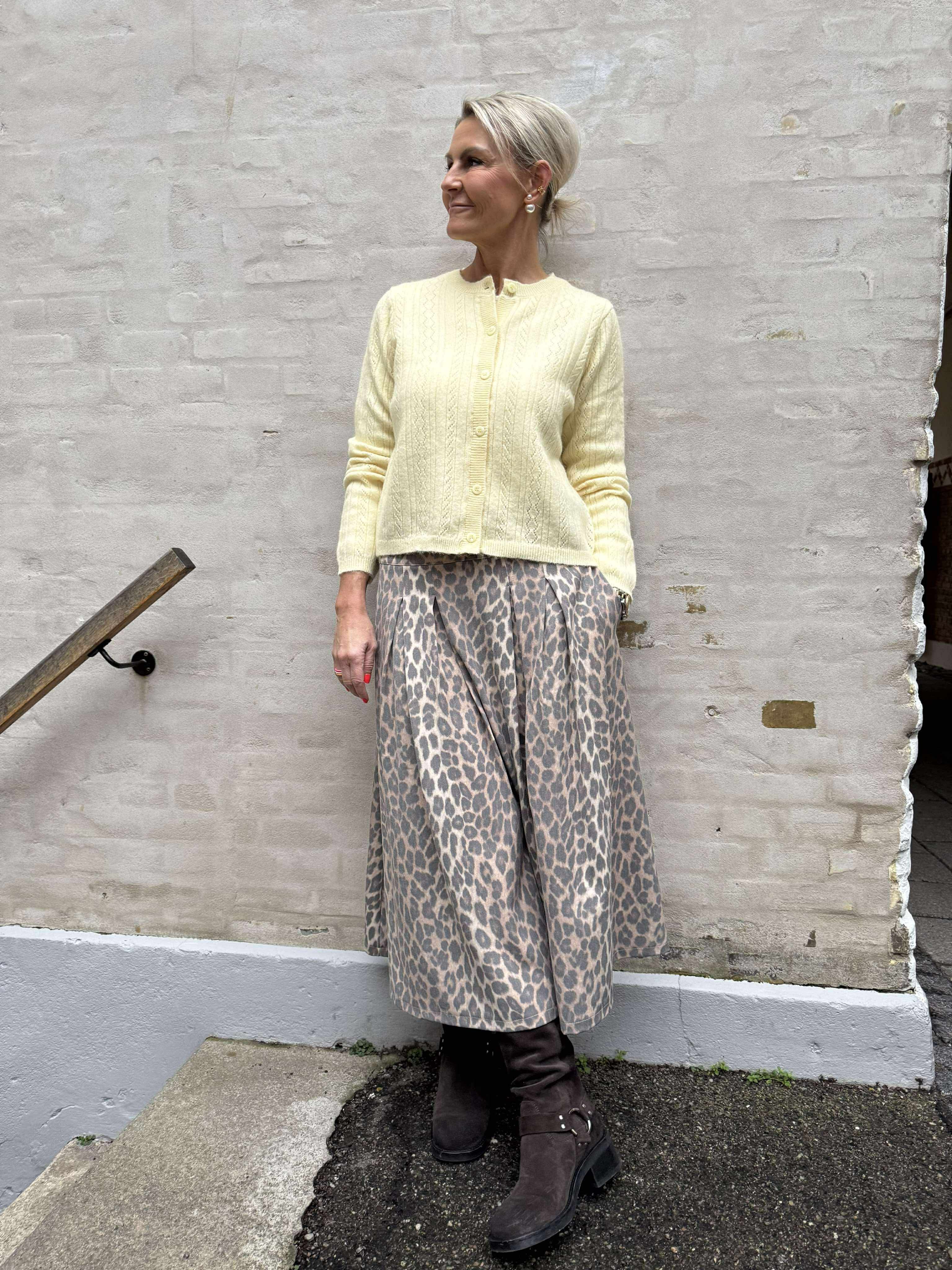 APRIL LIFE LS O-NECK CARDIGAN - Pastel Yellow_MELANGE