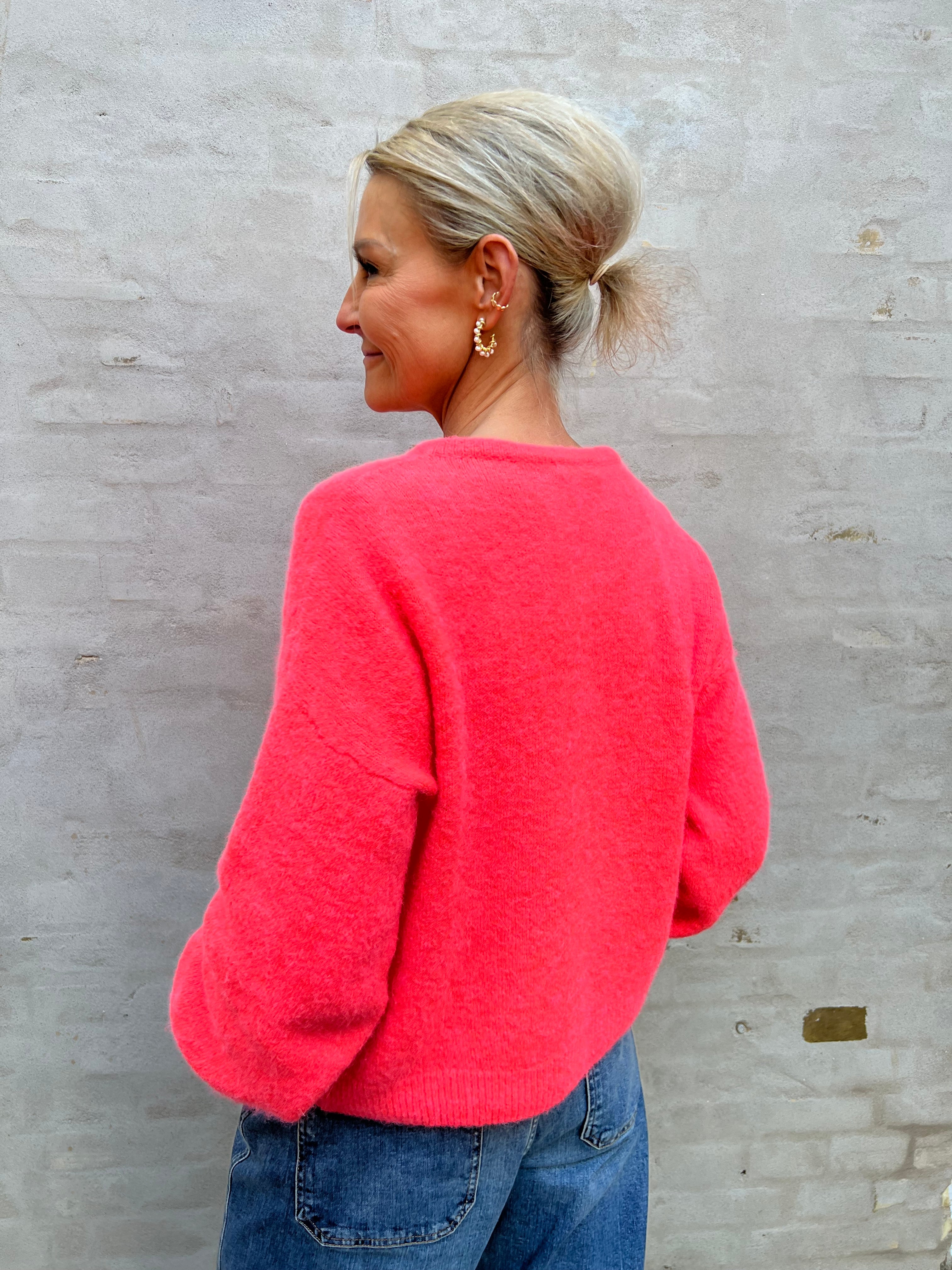 Tulle cardigan coral