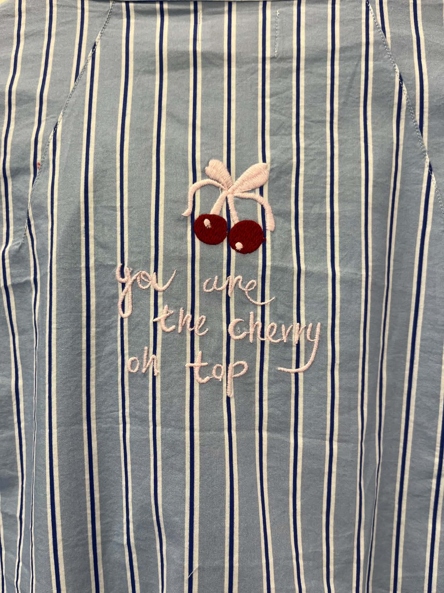 Luna Cherry Shirt - Light Blue Stripe