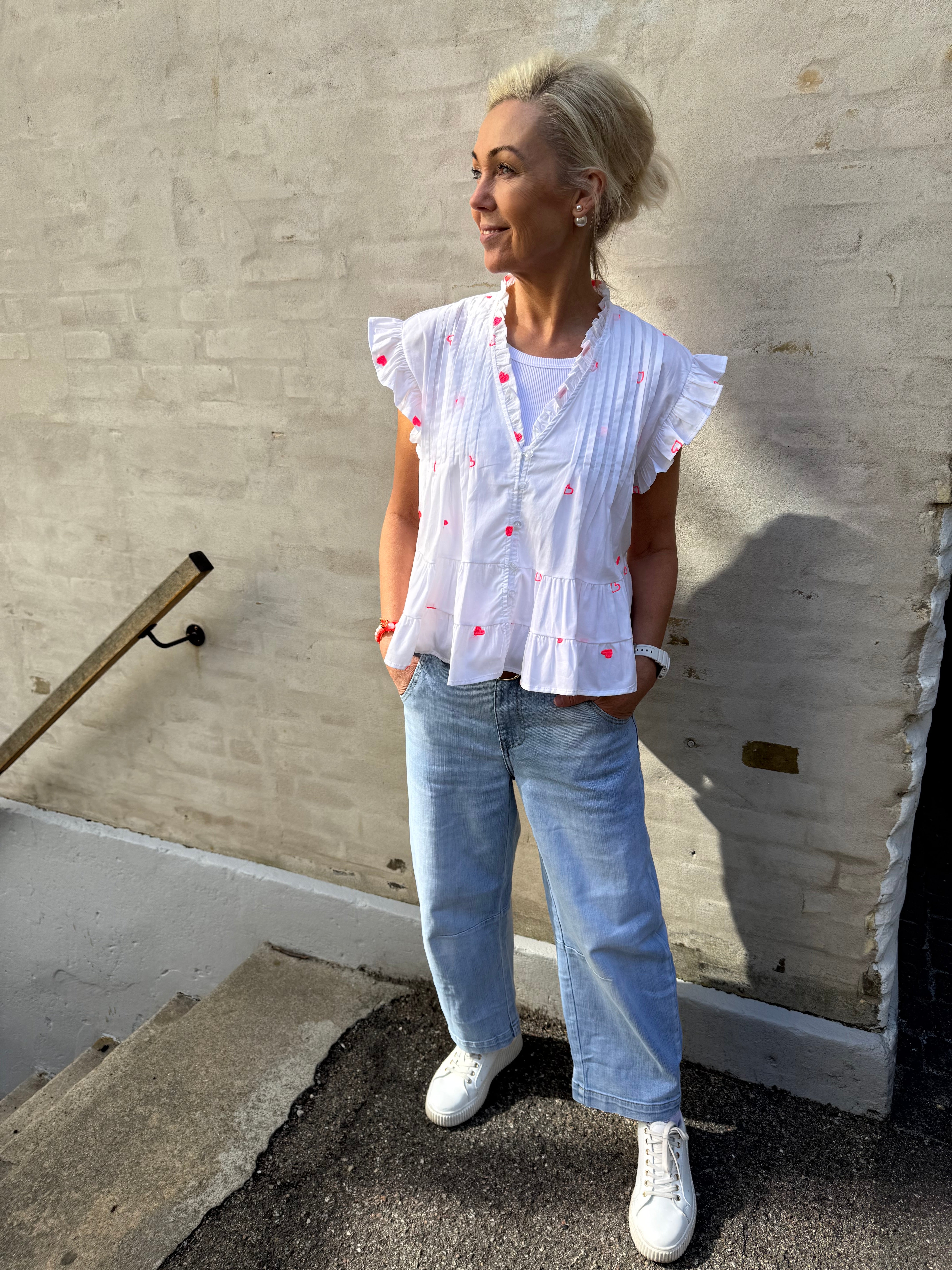 Micado Blouse - White/Fuchsia Flou