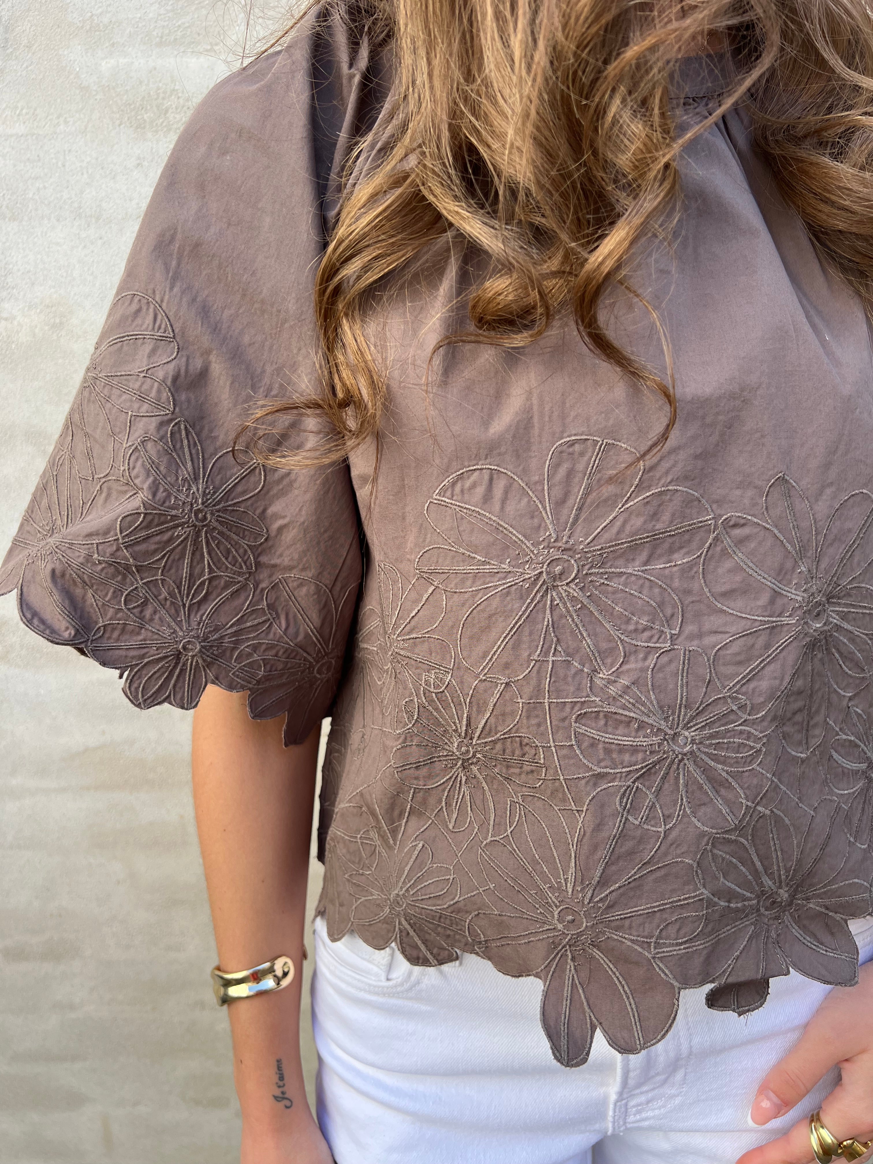 Kamma EMBROIDERED Top Morel
