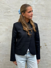 Tiria Slim Pinstripe Blazer - Dark Navy
