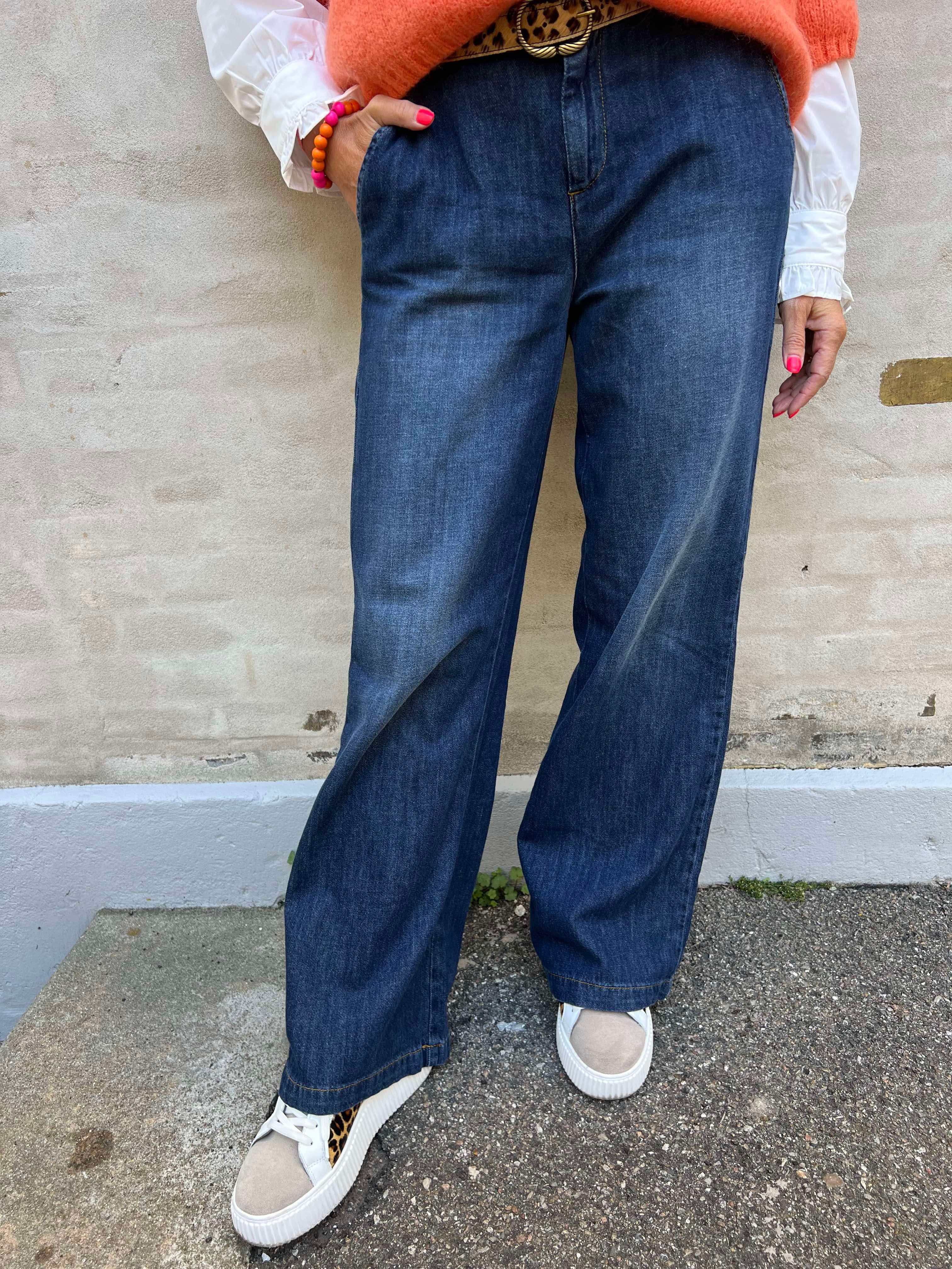 Nettie box pant dark blue wash