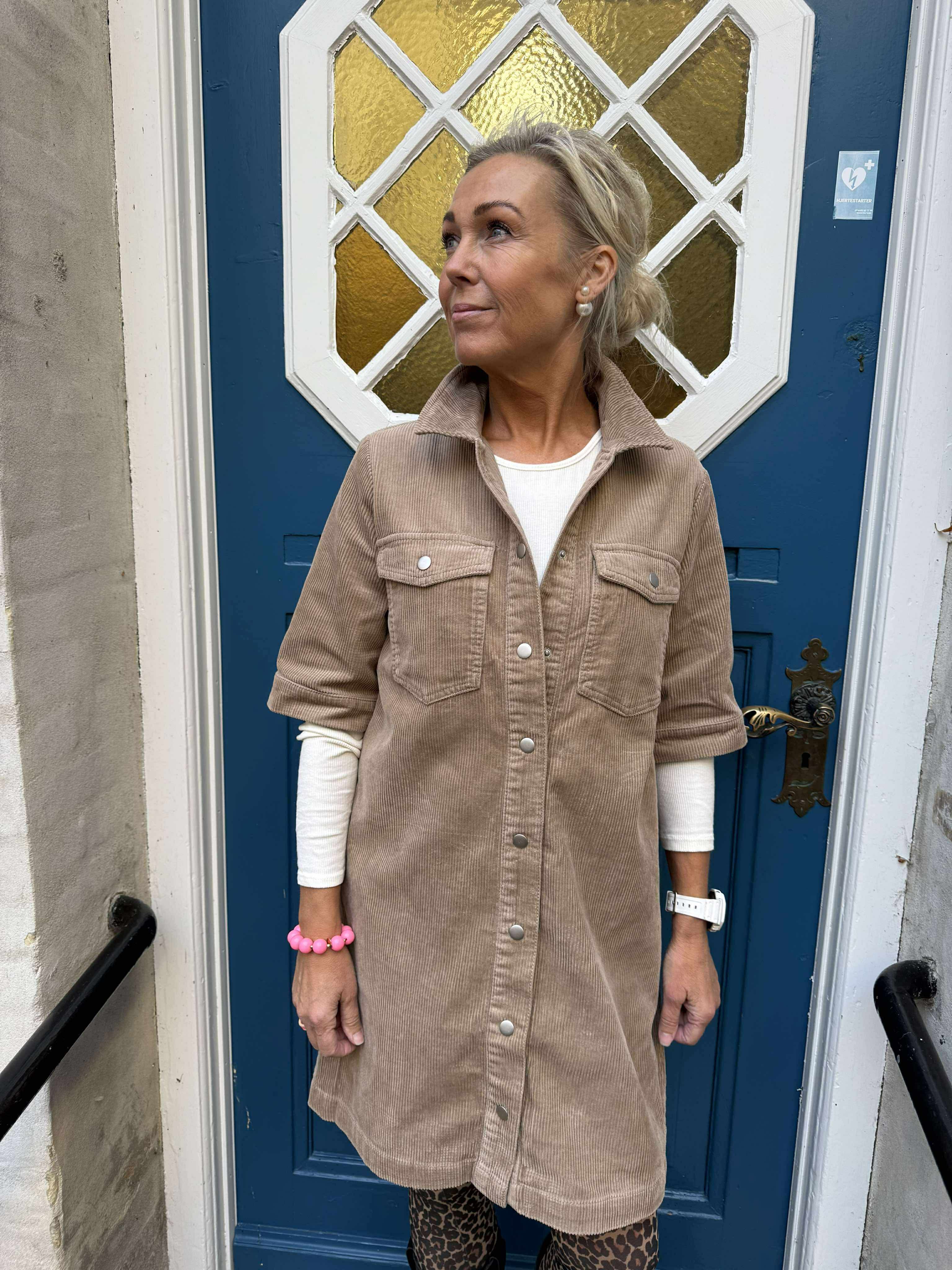 SHIRAZ SS BUTTON DRESS - Silver Mink