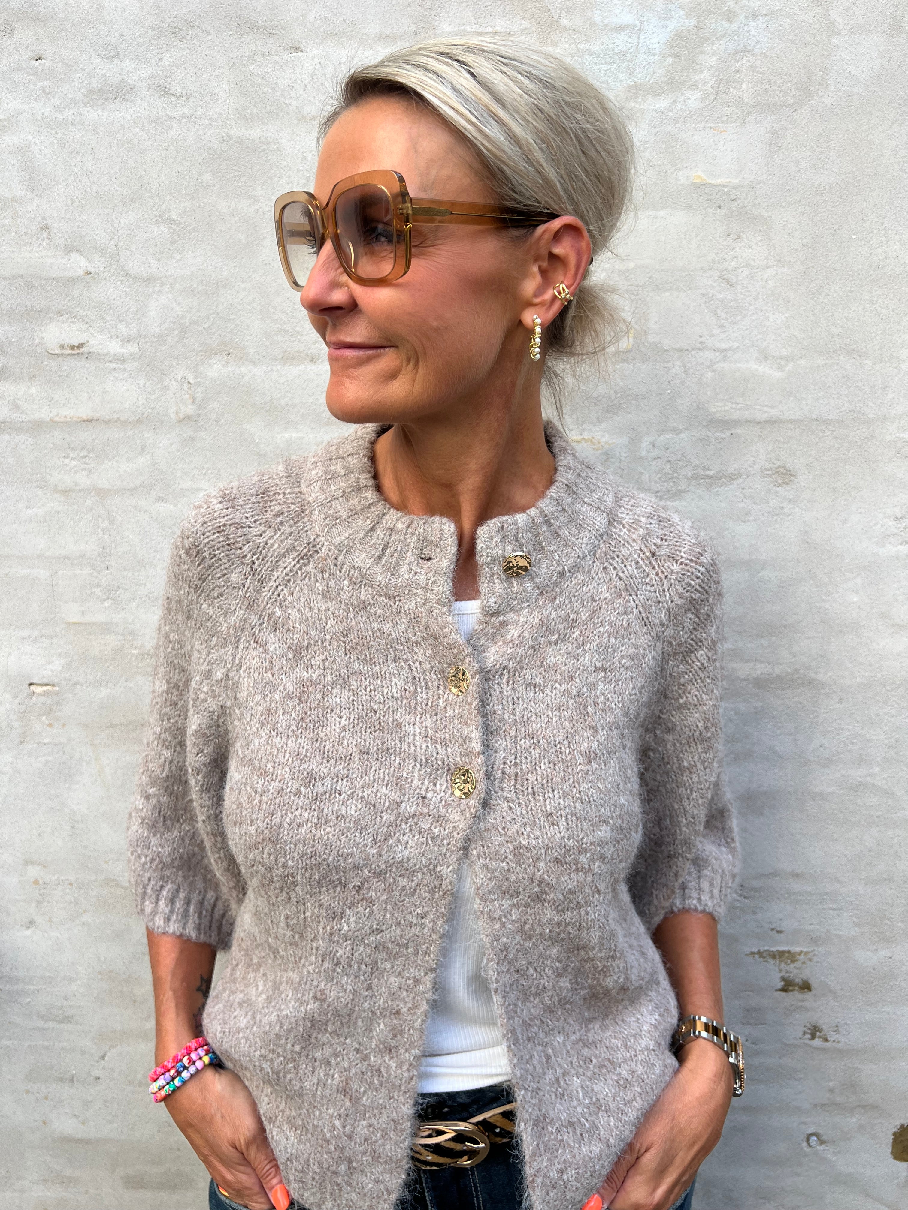 Benuta Fluffy Knit Cardigan - Beige Melange