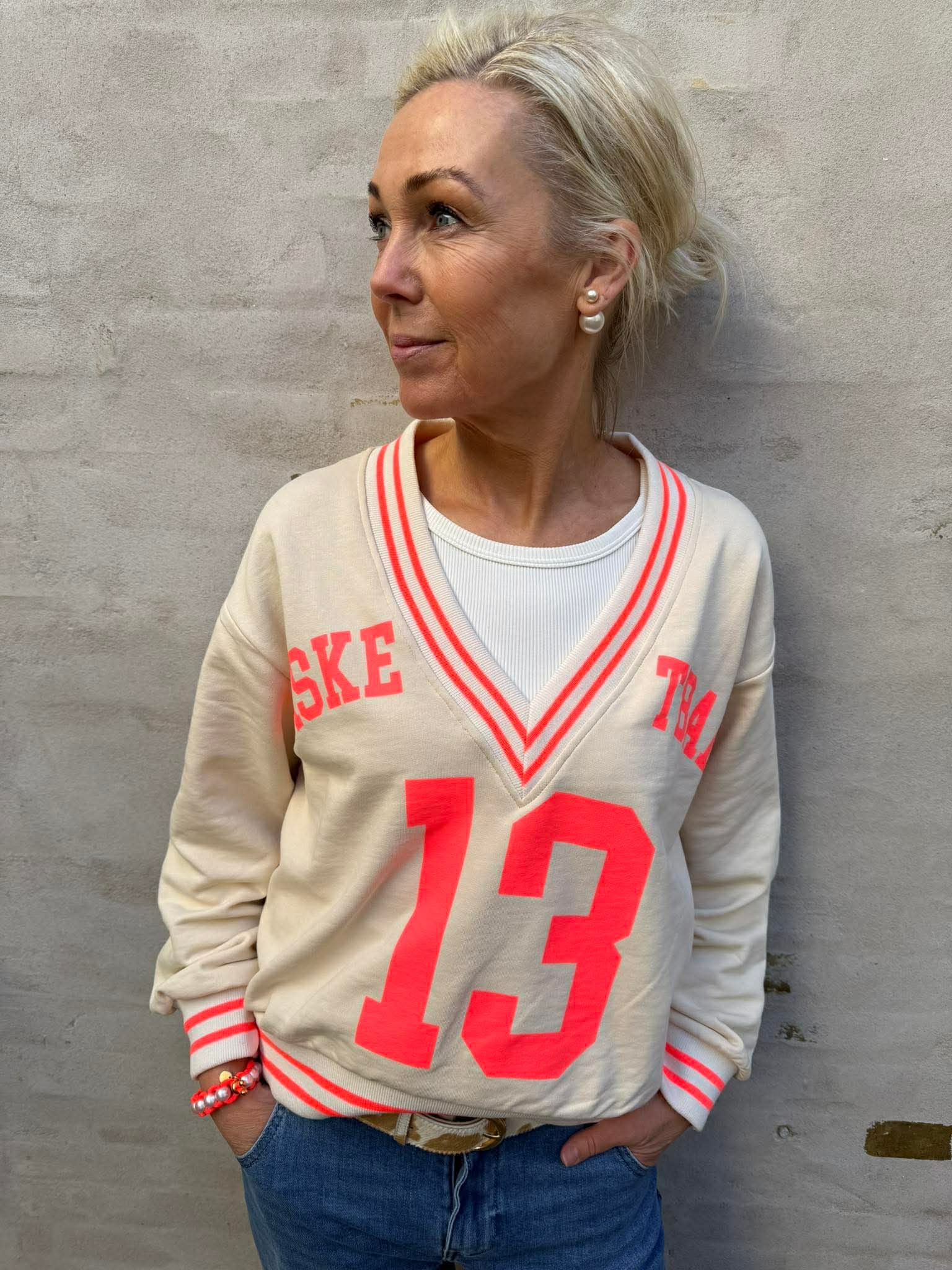 Basket Sweatshirt - Beige/Coral