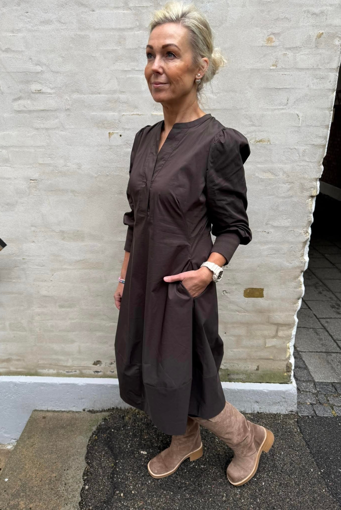 Antoinett 3/4 sleeve dress - Demitasse