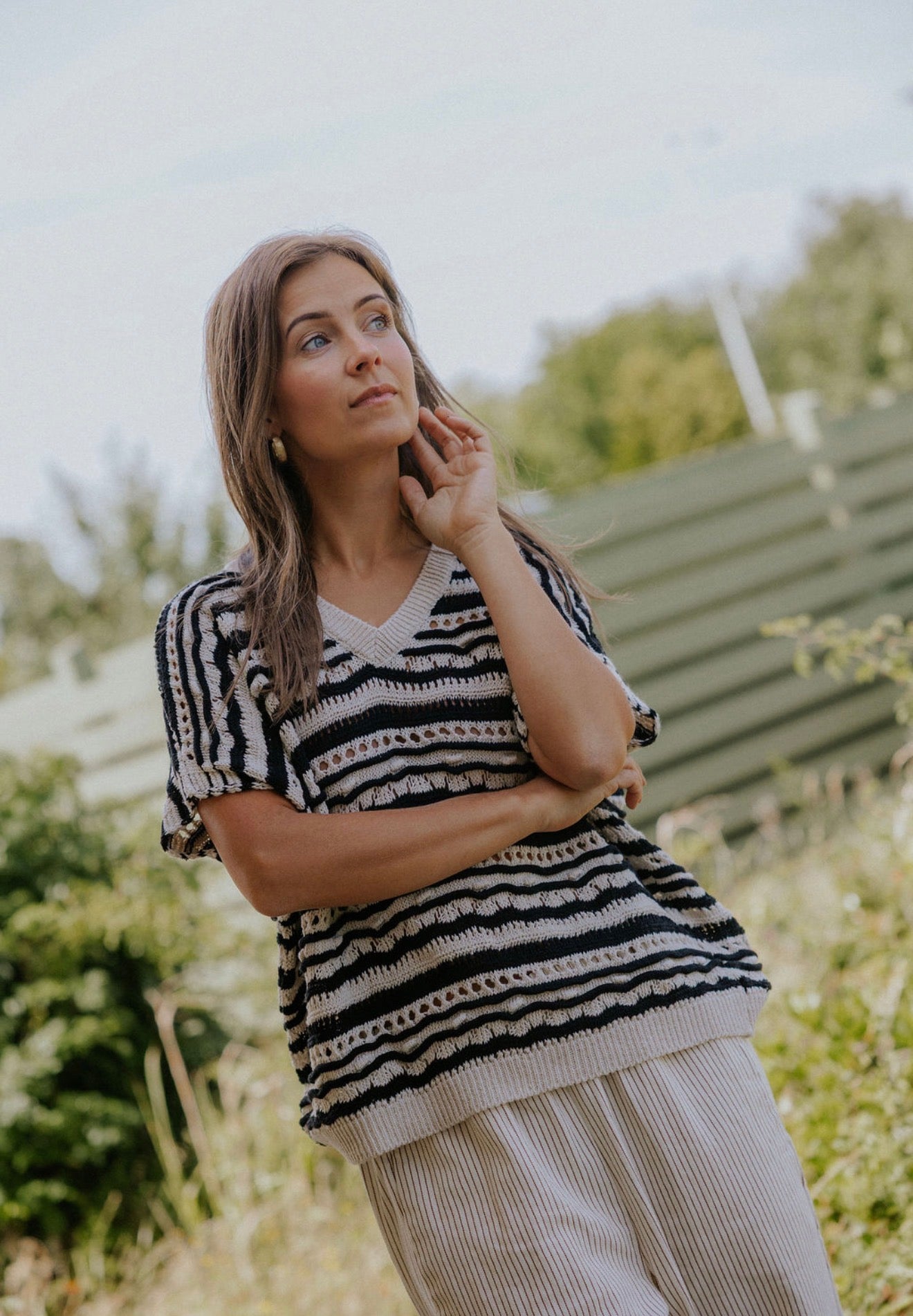 Ziga Knit Blouse - Black/Off White