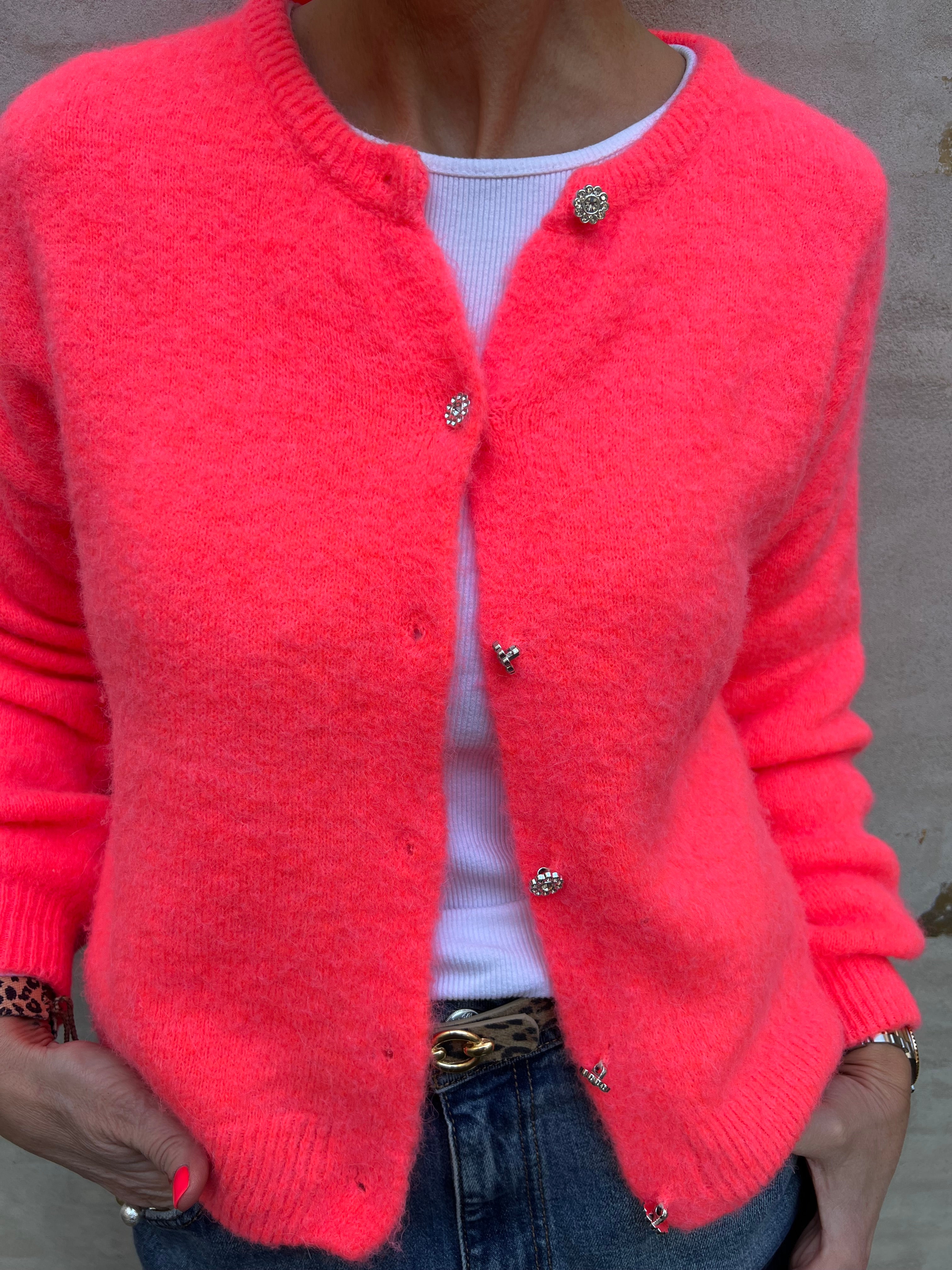 Tulle cardigan coral