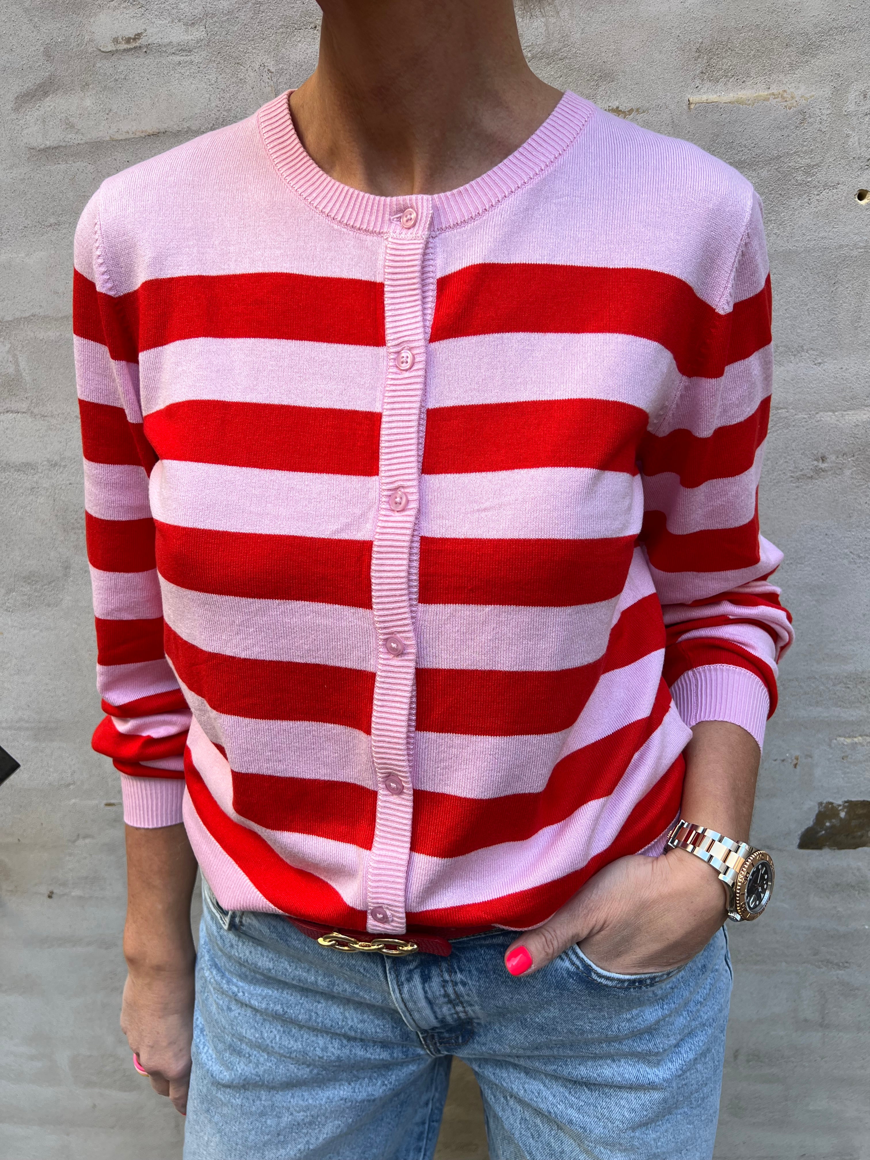 Sabi annemette cardigan pink/red stripes