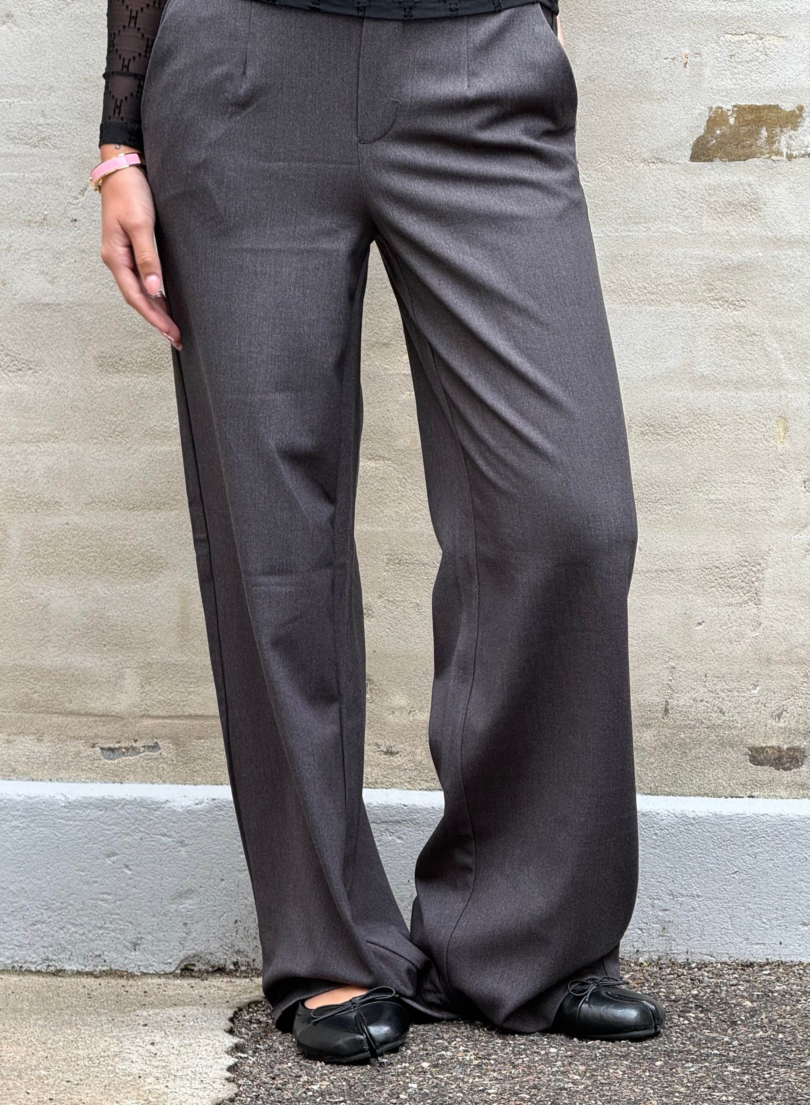 LISA WIDE PANT NOOS - Medium Grey Melange