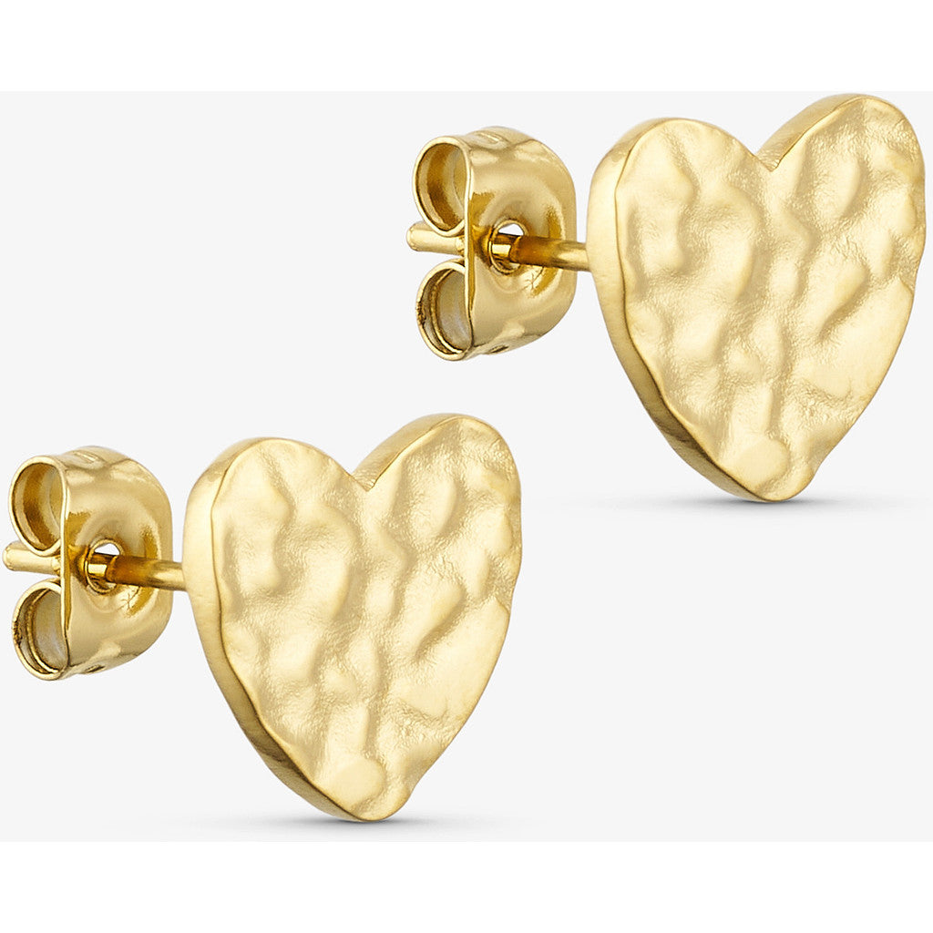 Rustic Heart Earstud - 18 karat guldbelagt