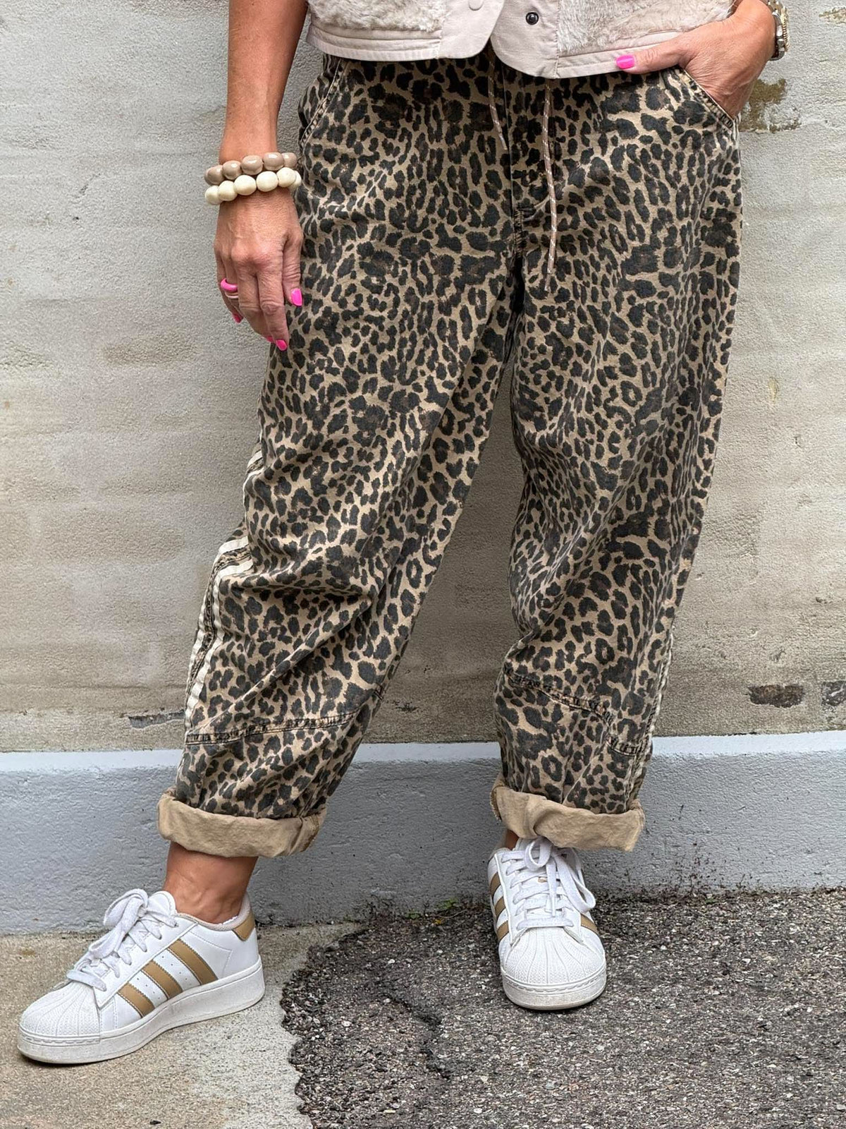 JulietteGO Cargo Pants - Leopard Print/Cream Stripe