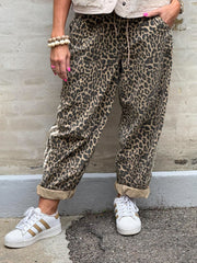 JulietteGO Cargo Pants - Leopard Print/Cream Stripe