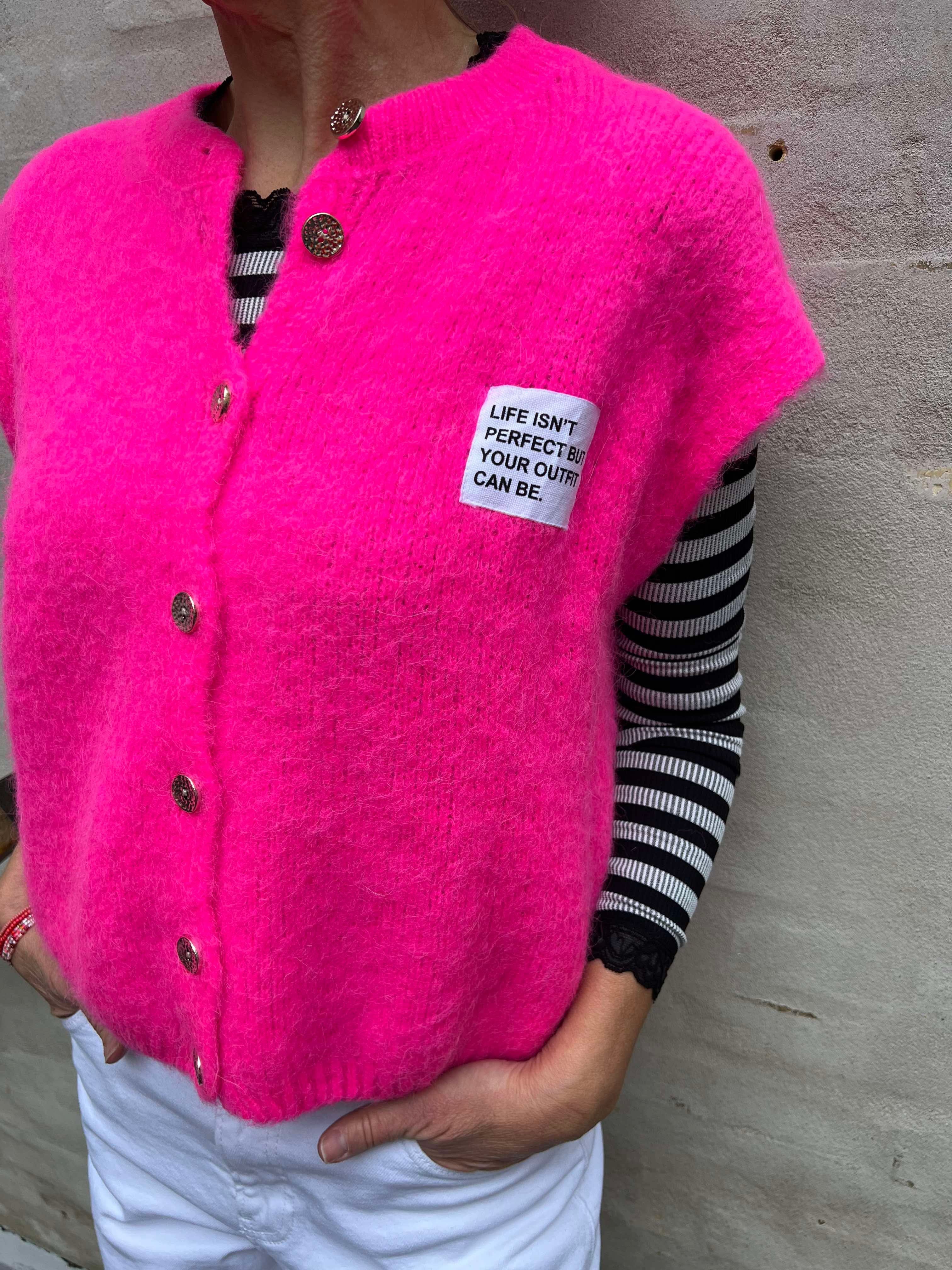 Lurex patch vest pink