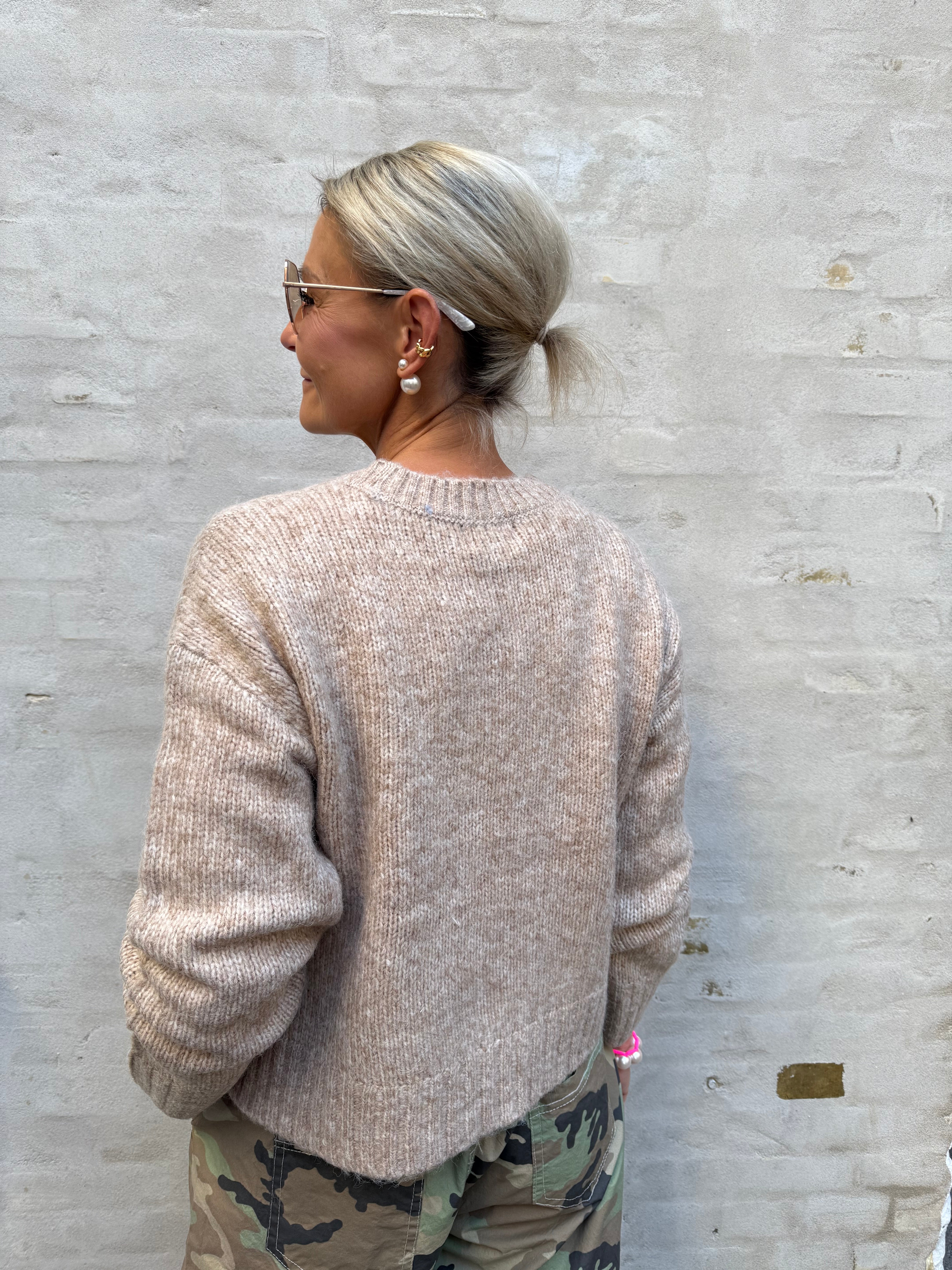 MALONE L/S O-NECK PULLOVER - Greige MELANGE