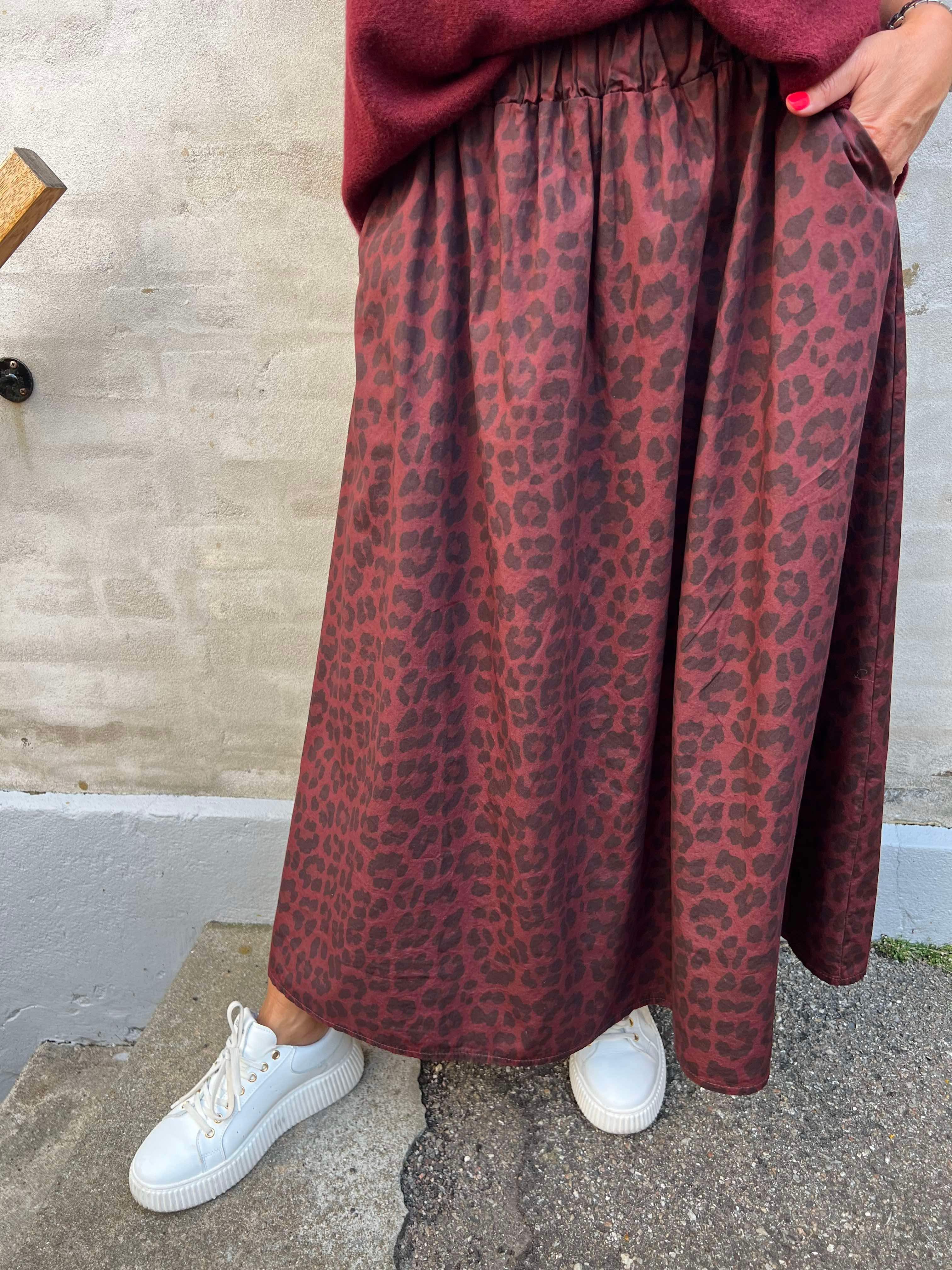 Abbie skirt WINE leopard