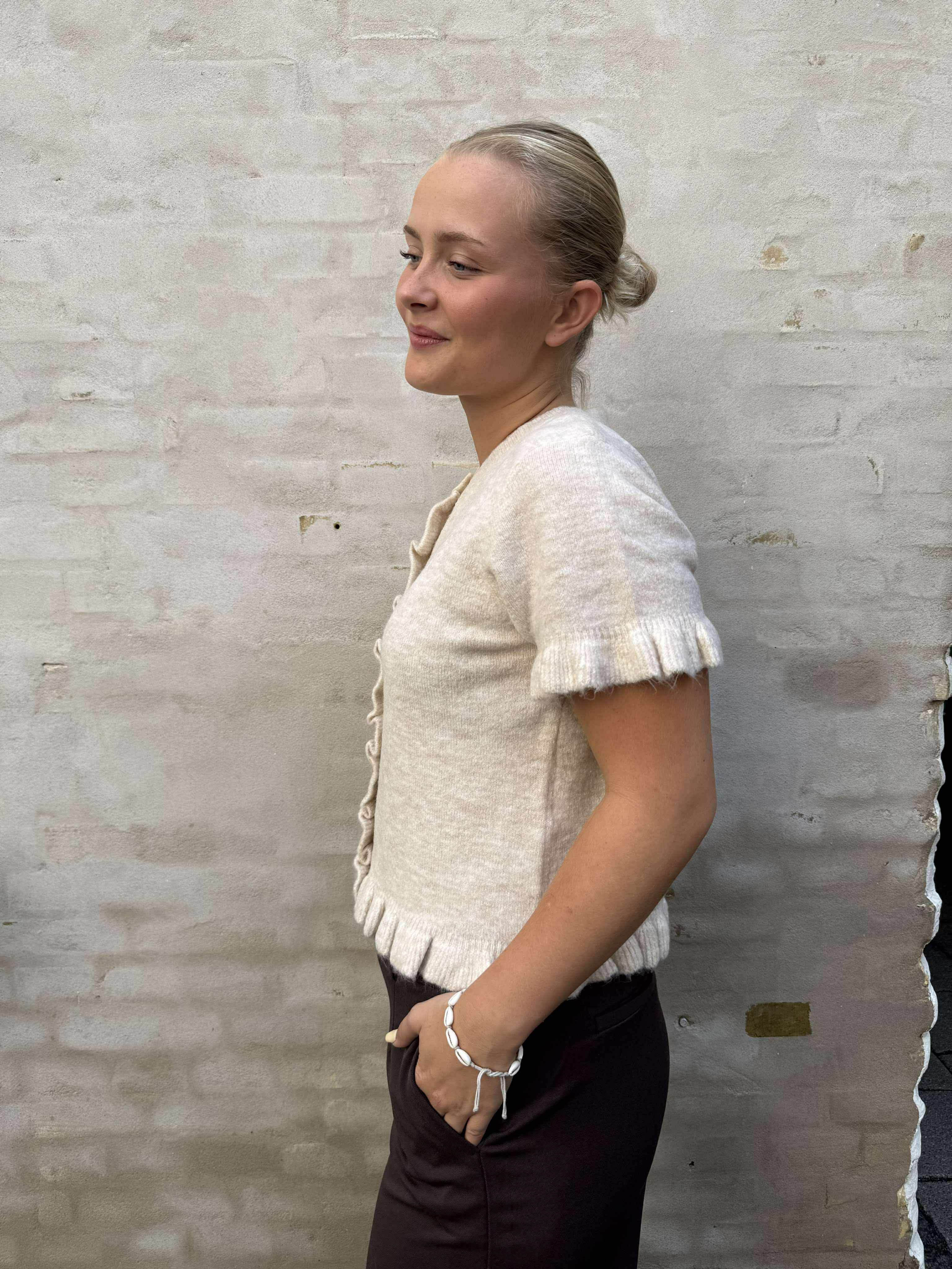 Lydia Frill Knit Cardigan Birch