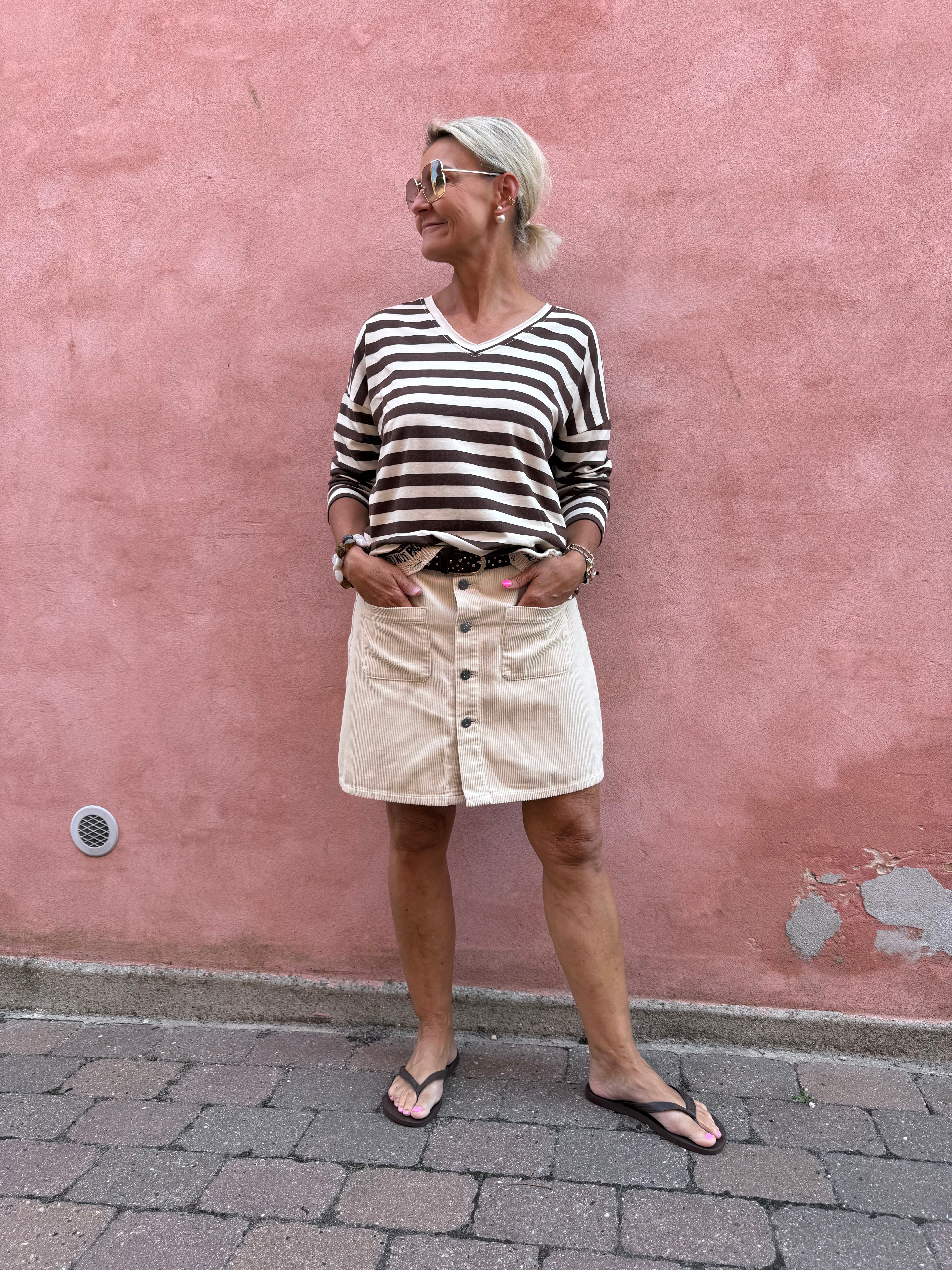 Do Not Pass-blus – Brun/Off White