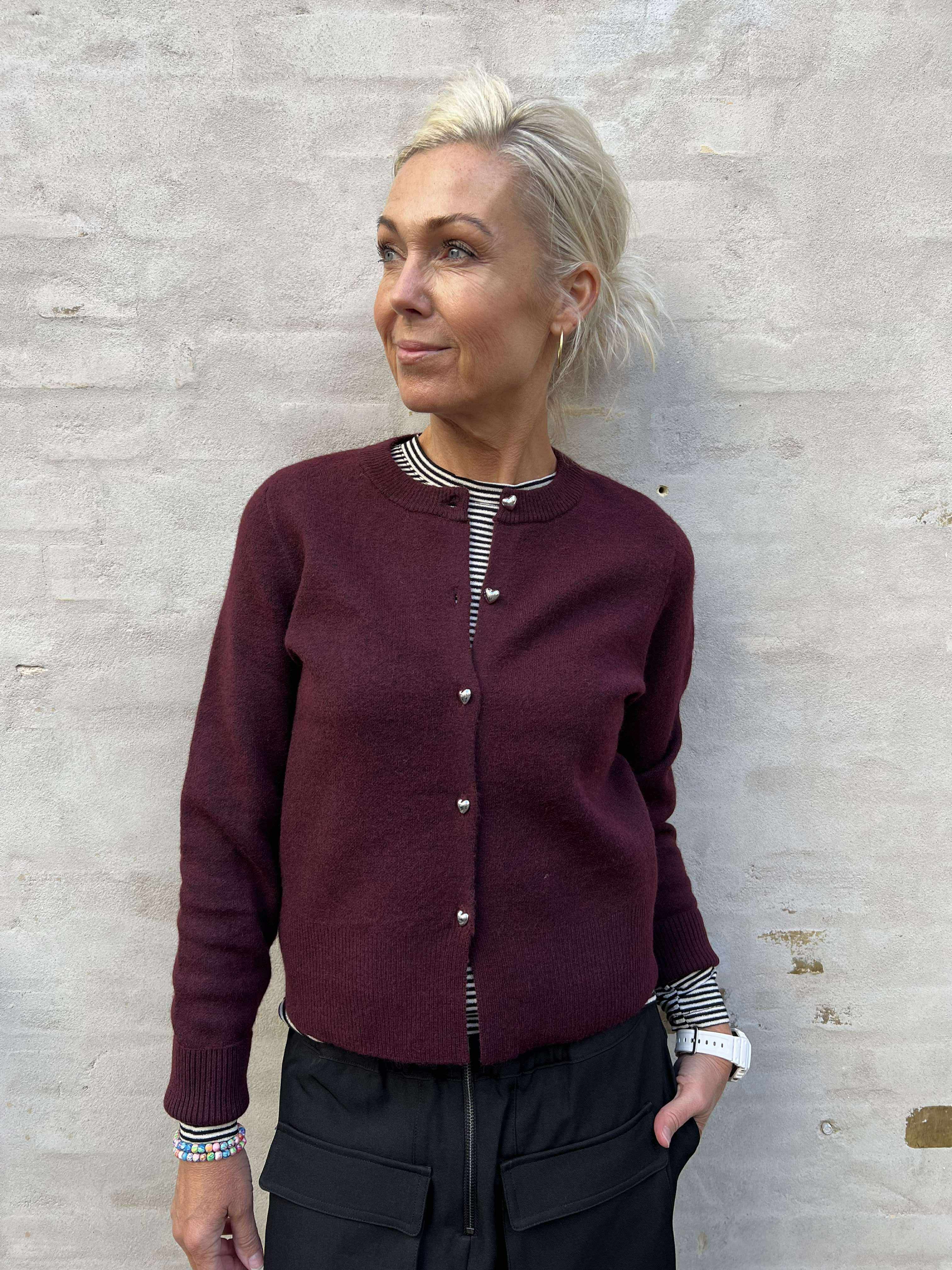 KACY LS O-NECK CARDIGAN - Winetasting W. MELANGE