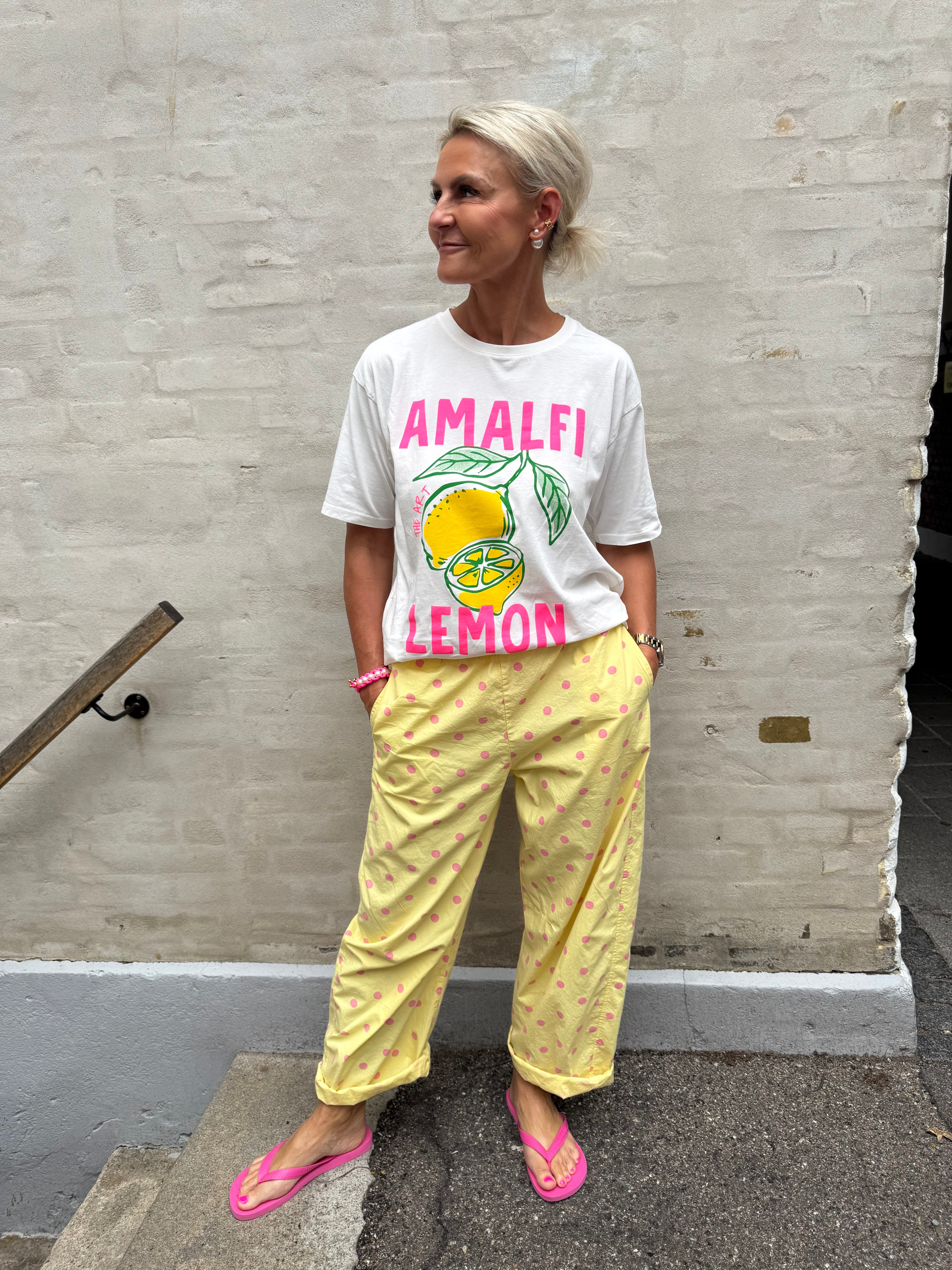 Amalfi Lemon T-Shirt - White/Pink Neon/Yellow