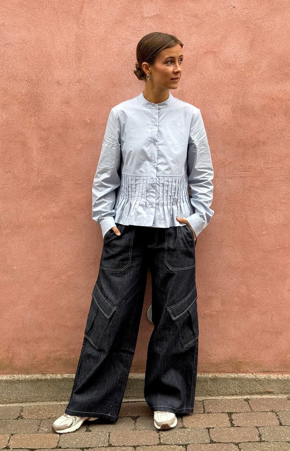 ADONA L/S REG. PLEAT SHIRT - Kentucky Blue