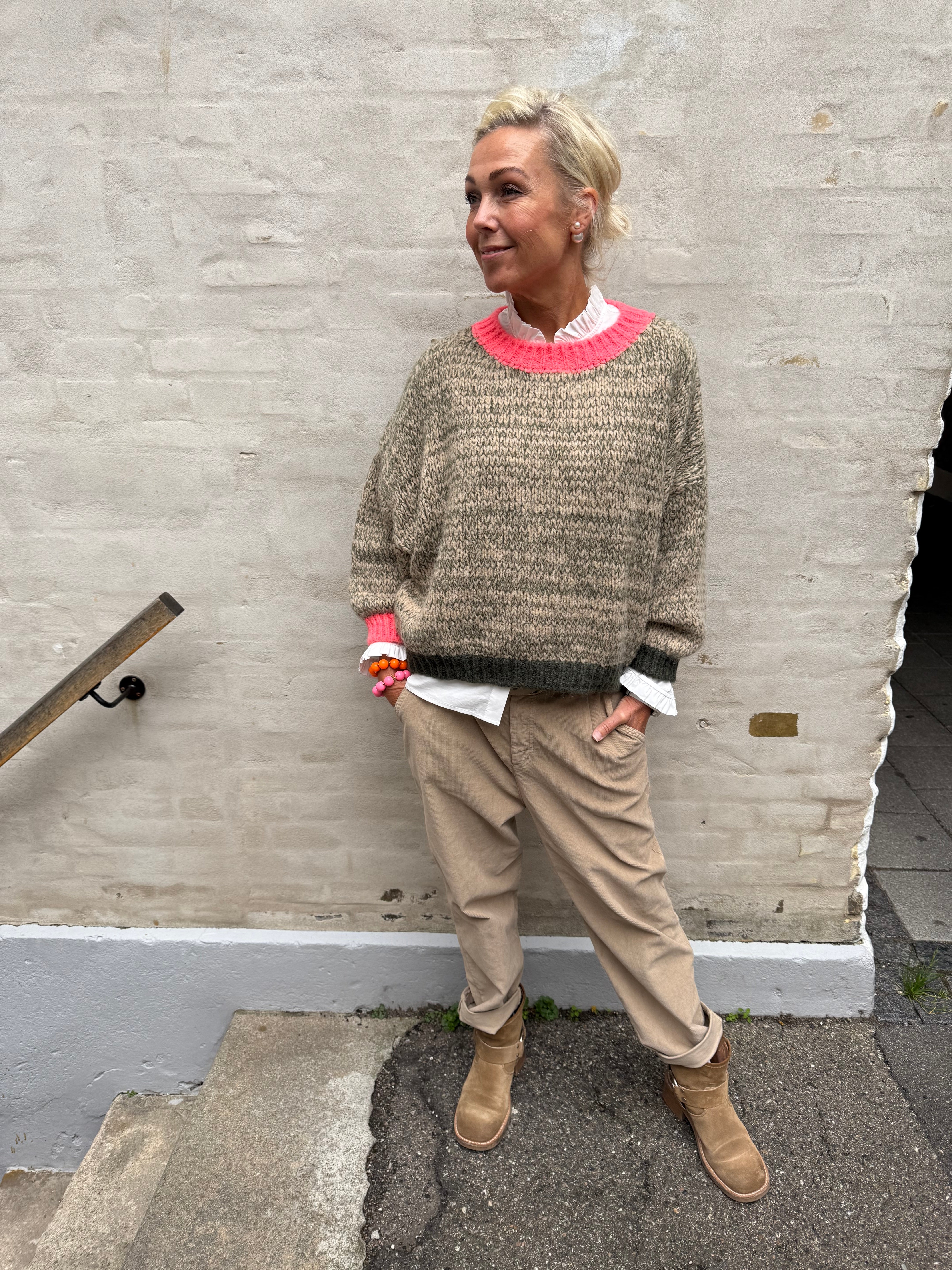 Loretta Knit - Army/Coral