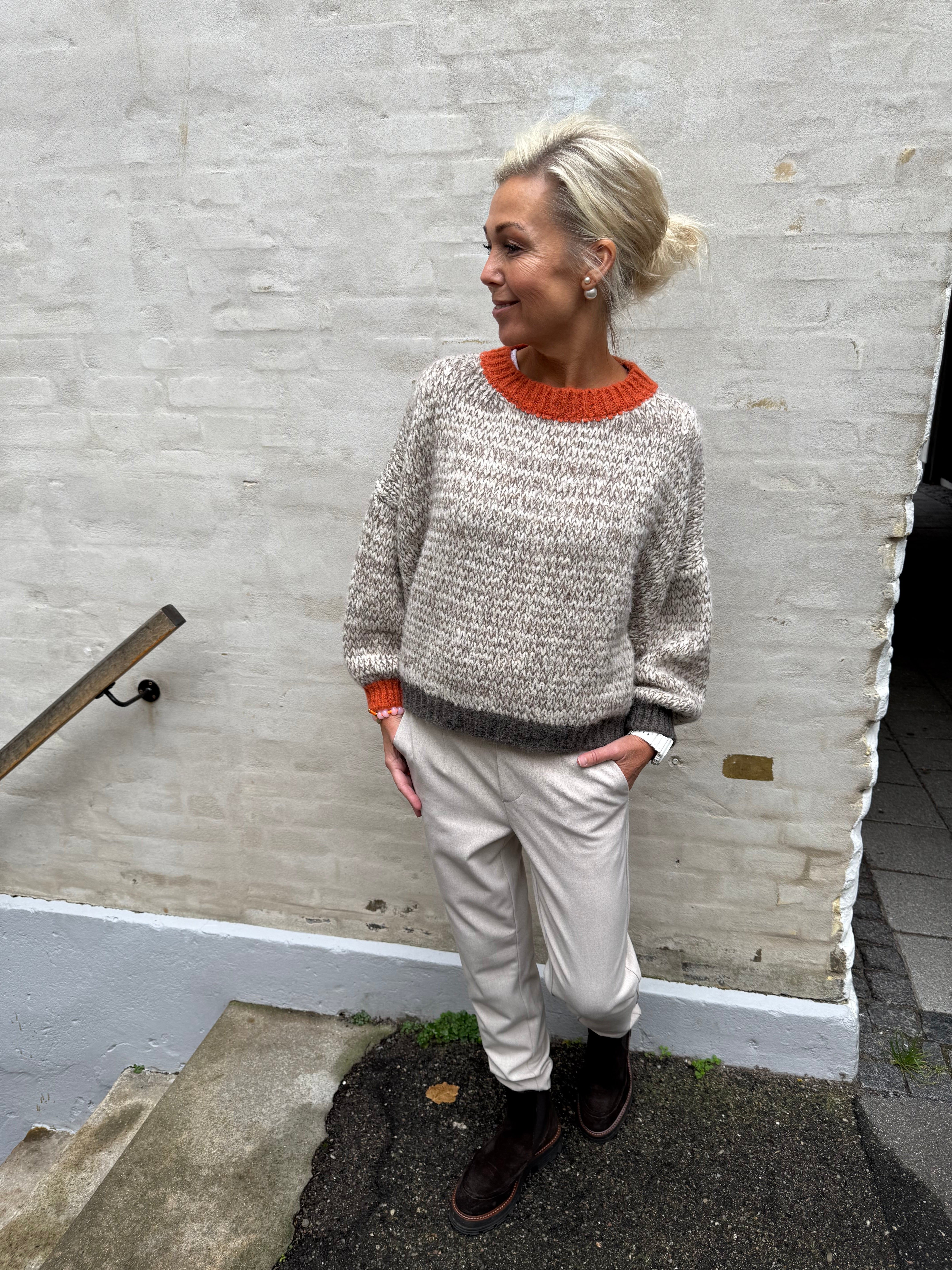 Loretta Knit - Beige/Pumpkin