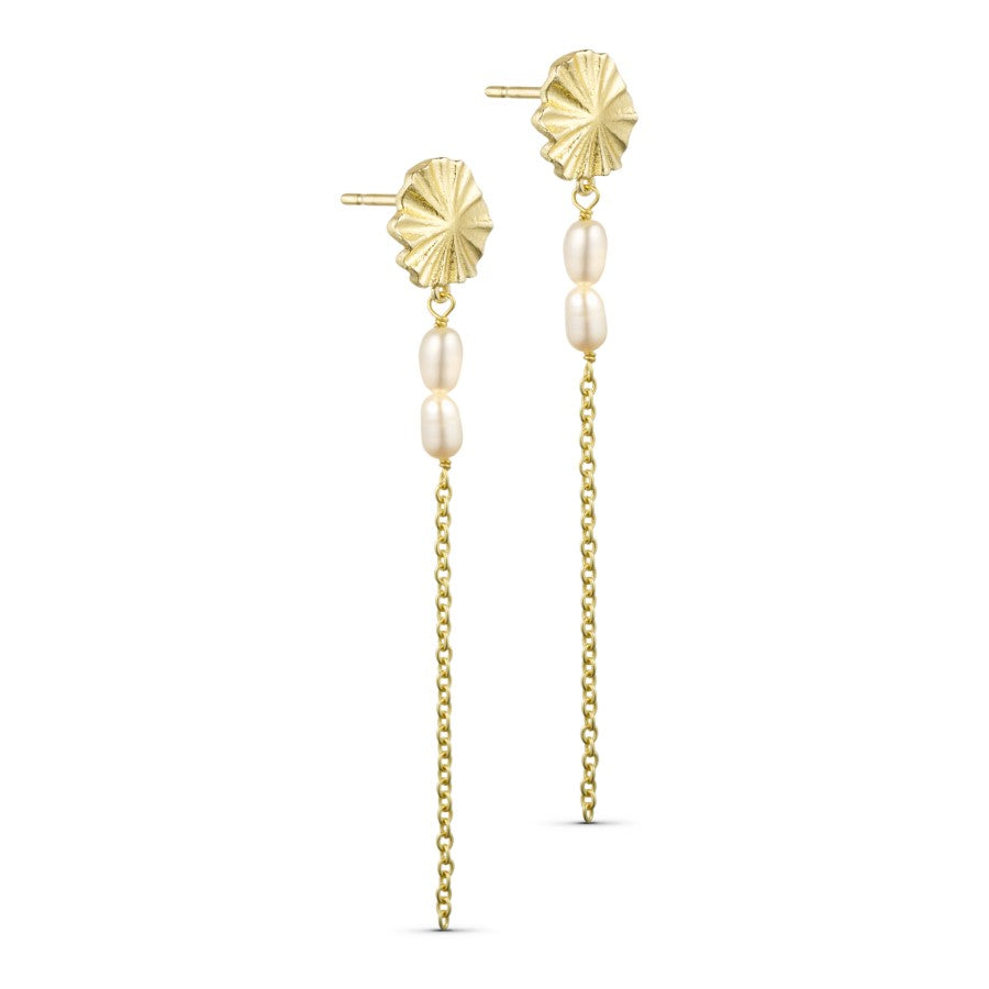 Florence earring w. pearls and chains gold