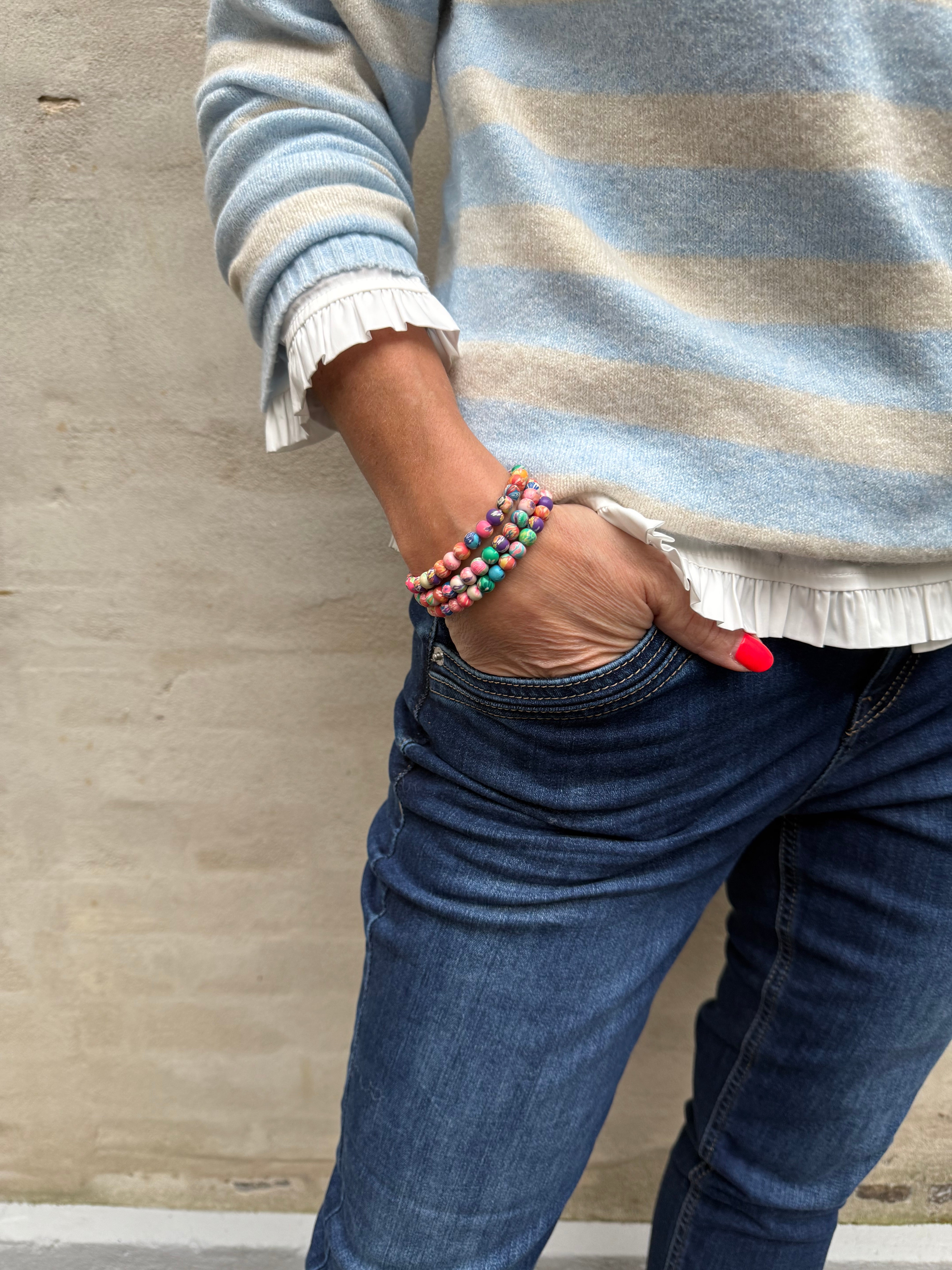 DOFFY O-NECK BLOUSE - Cashmere Blue/BIRCH