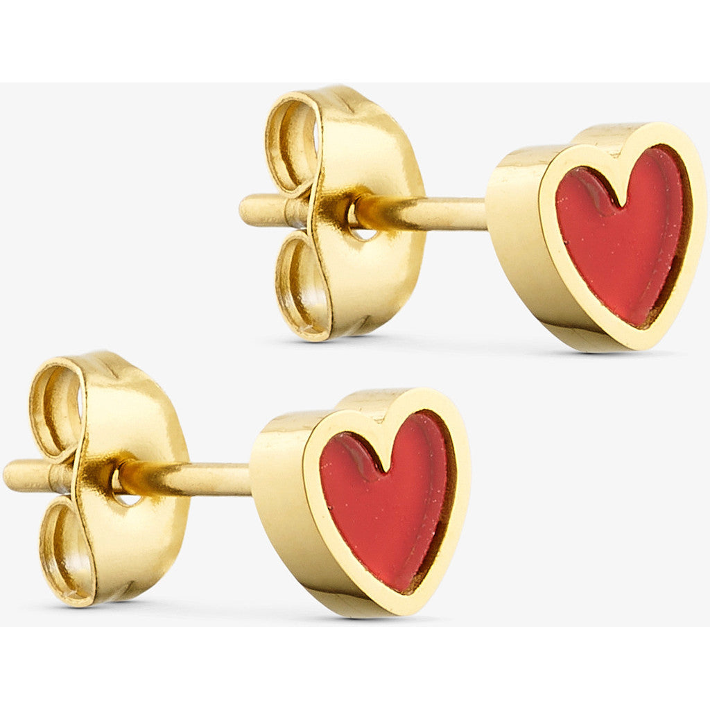 Red Heart Studs - 18 karat guldbelagt