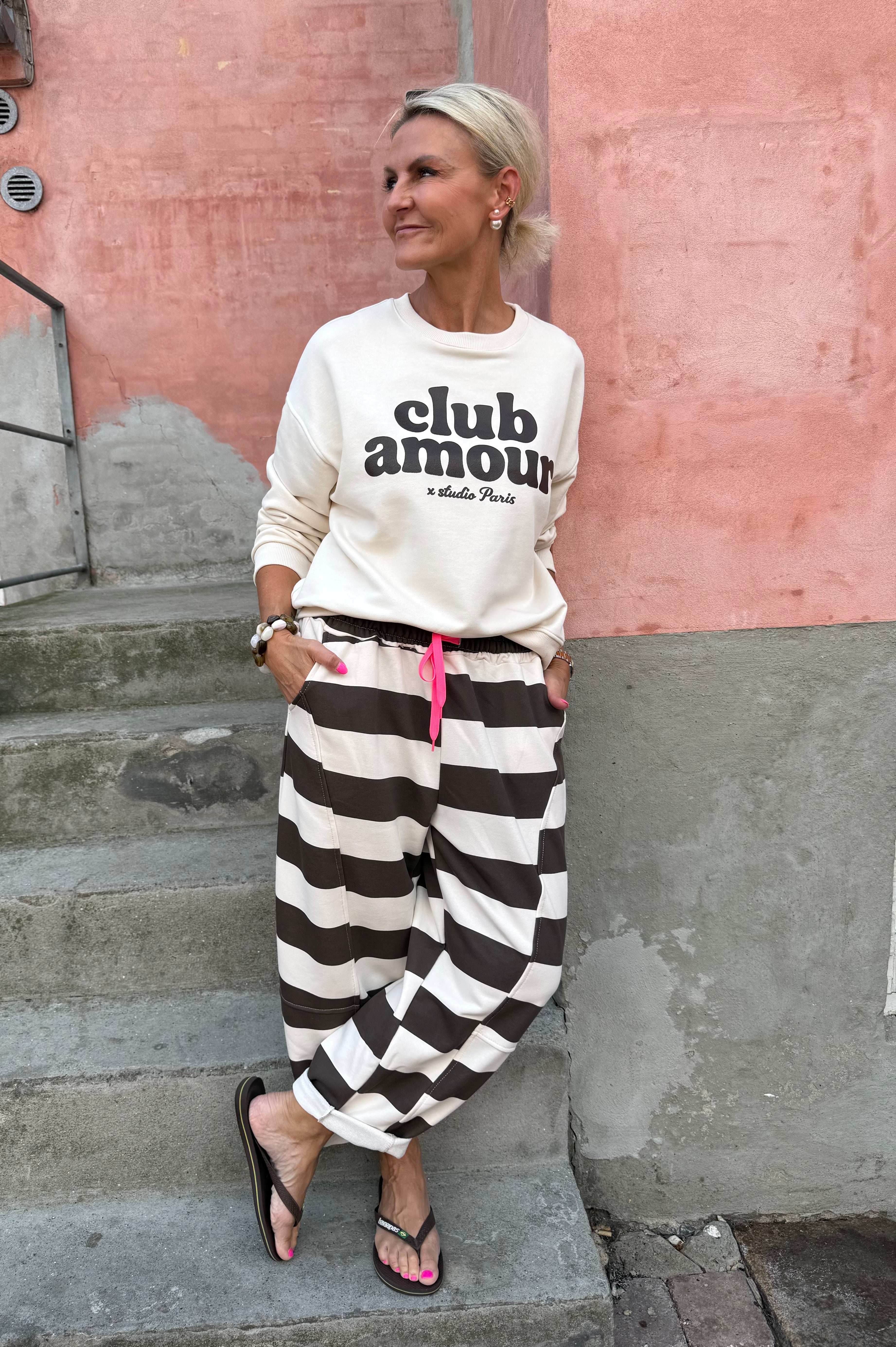 PREORDER- Very Striped Sweatpants - Off White/Brown