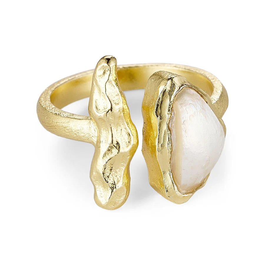 Ring Med Perle - 24K Guldbelagt