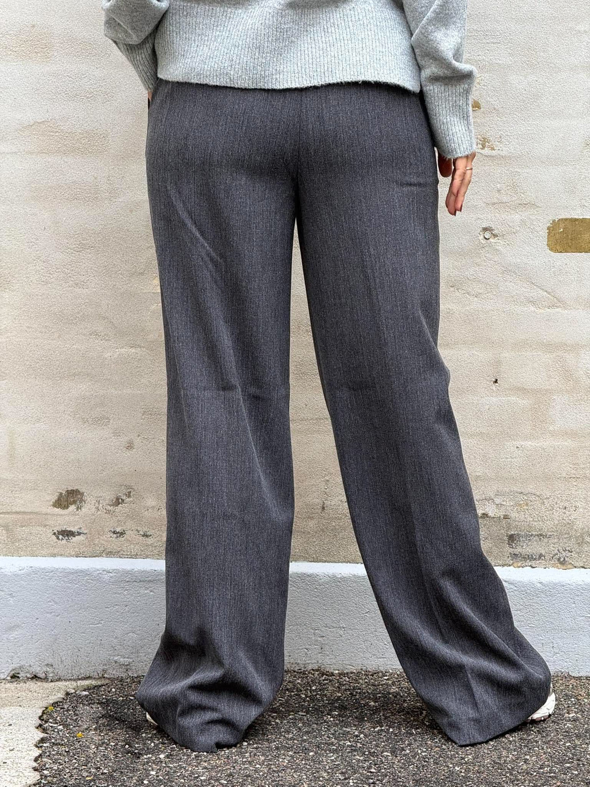 KAMMY MW WIDE PANTS - Black Melange