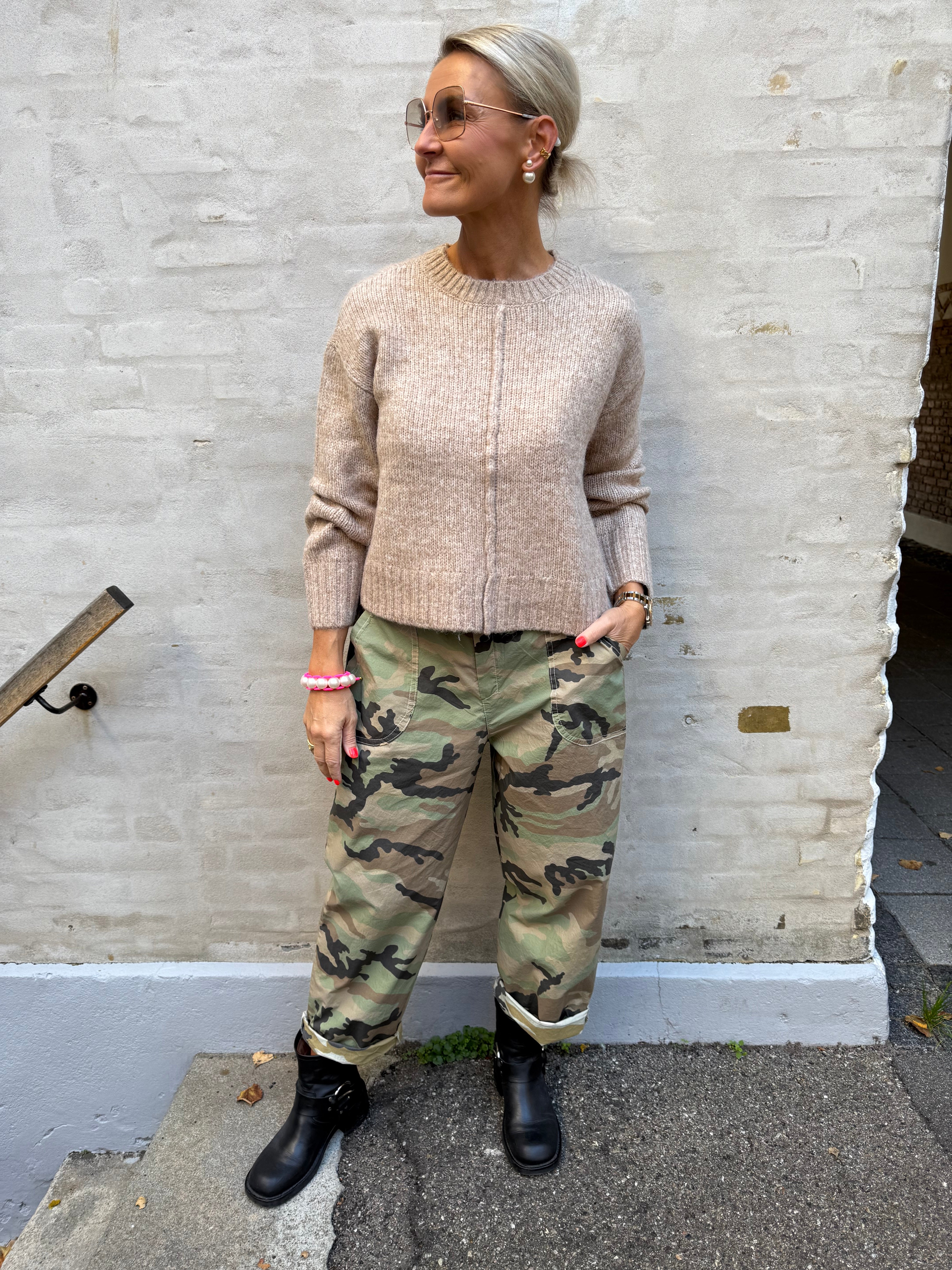 MALONE L/S O-NECK PULLOVER - Greige MELANGE