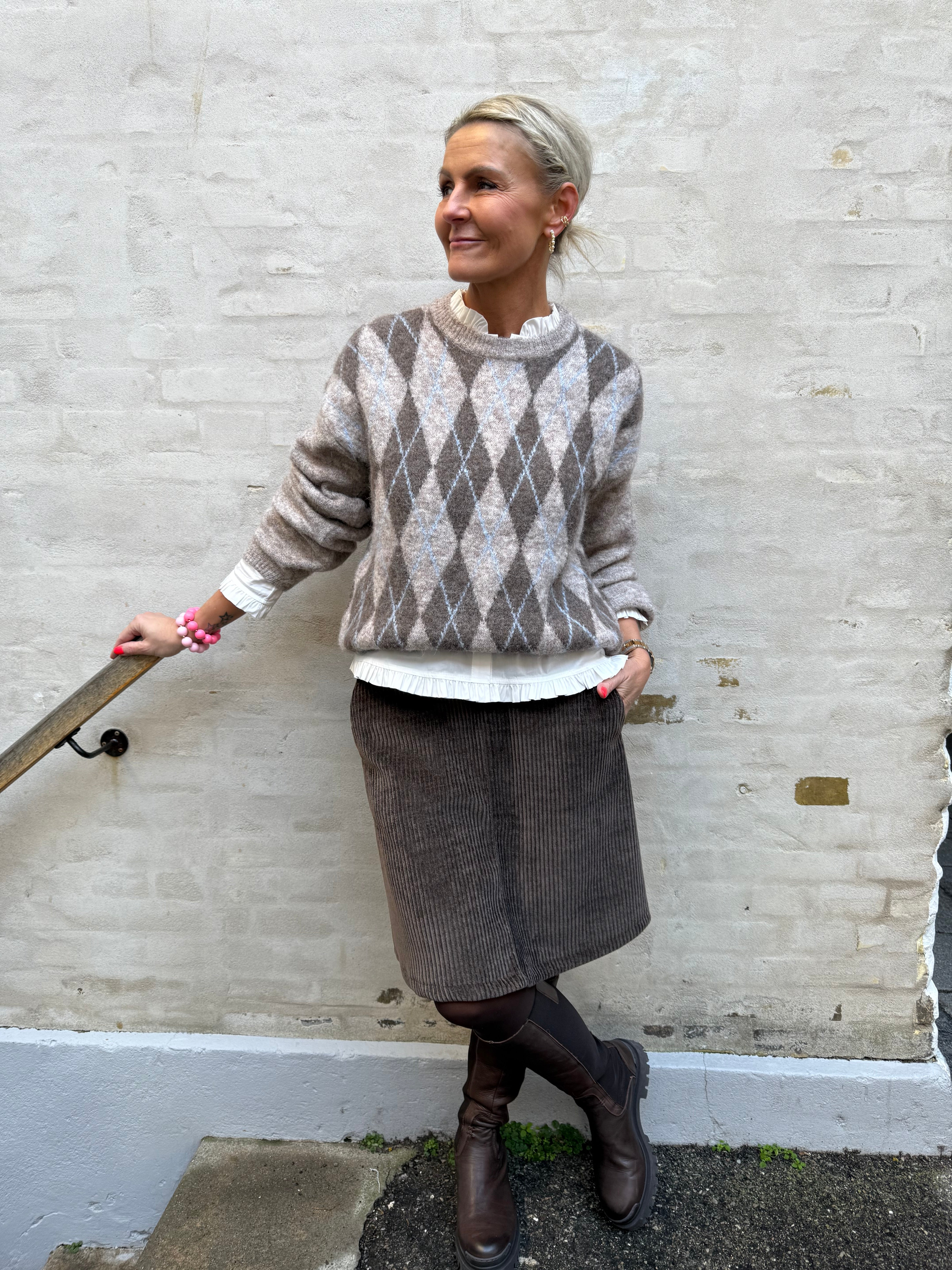 PREORDER-Cora Knit - Beige/blue