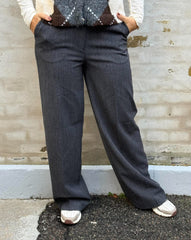 KAMMY MW WIDE PANTS - Black Melange
