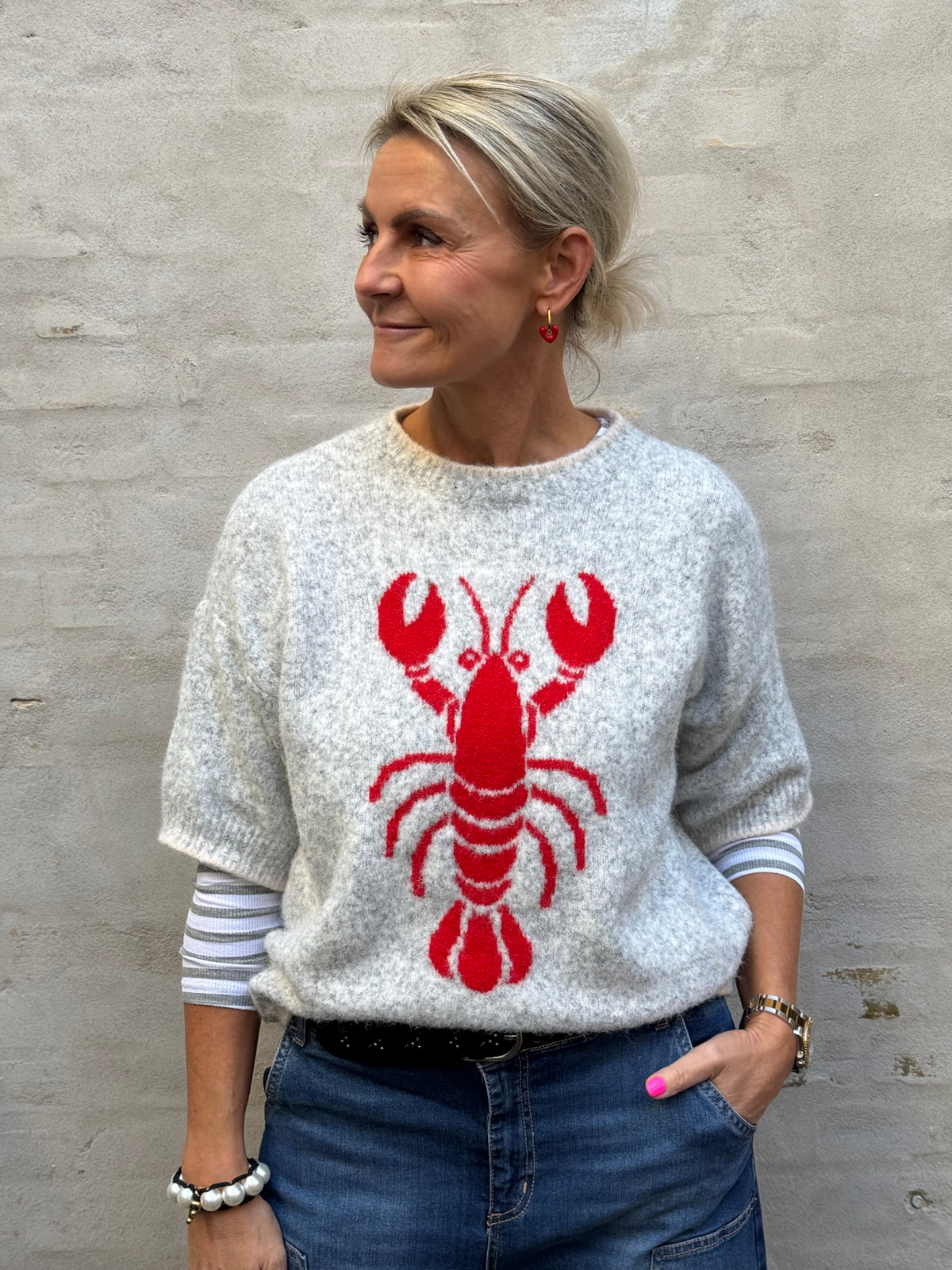 Lobster S/S Knit - Beige/Brun