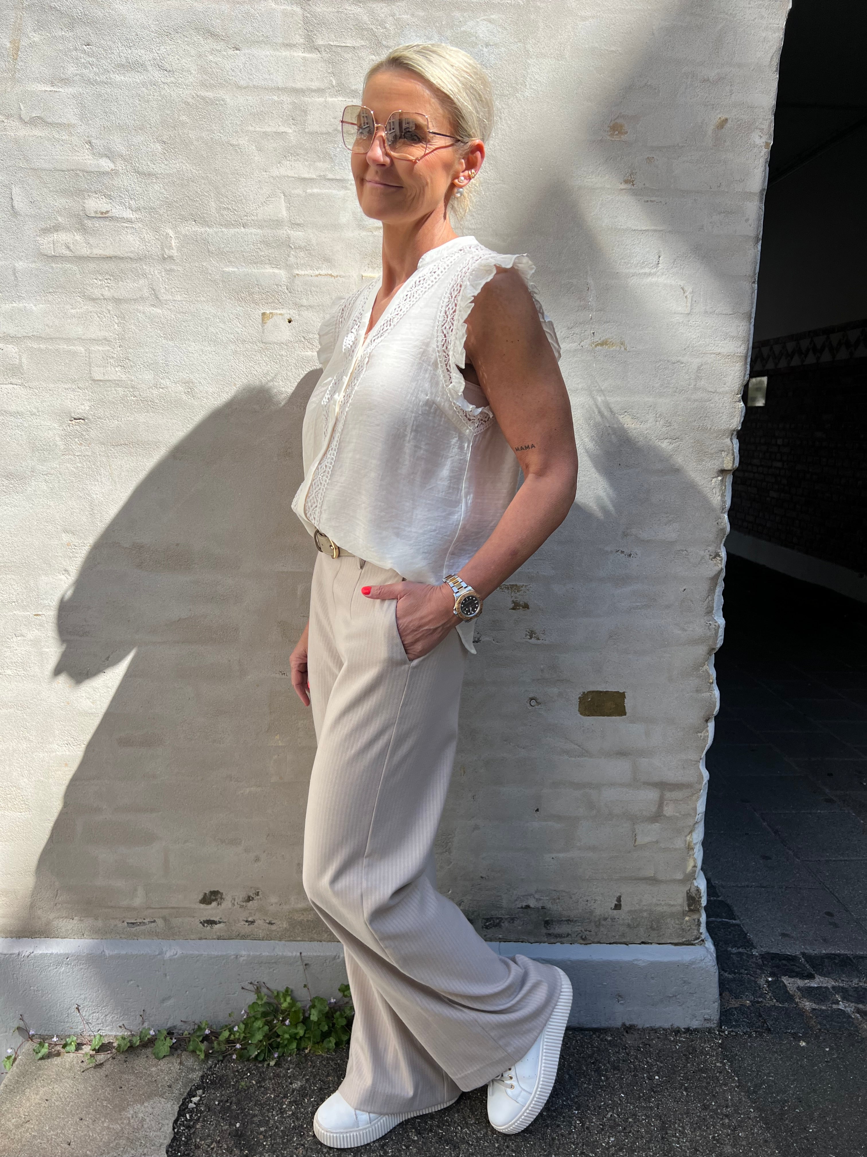 Lisa Wide Pant Sandshell/Cloud Dancer