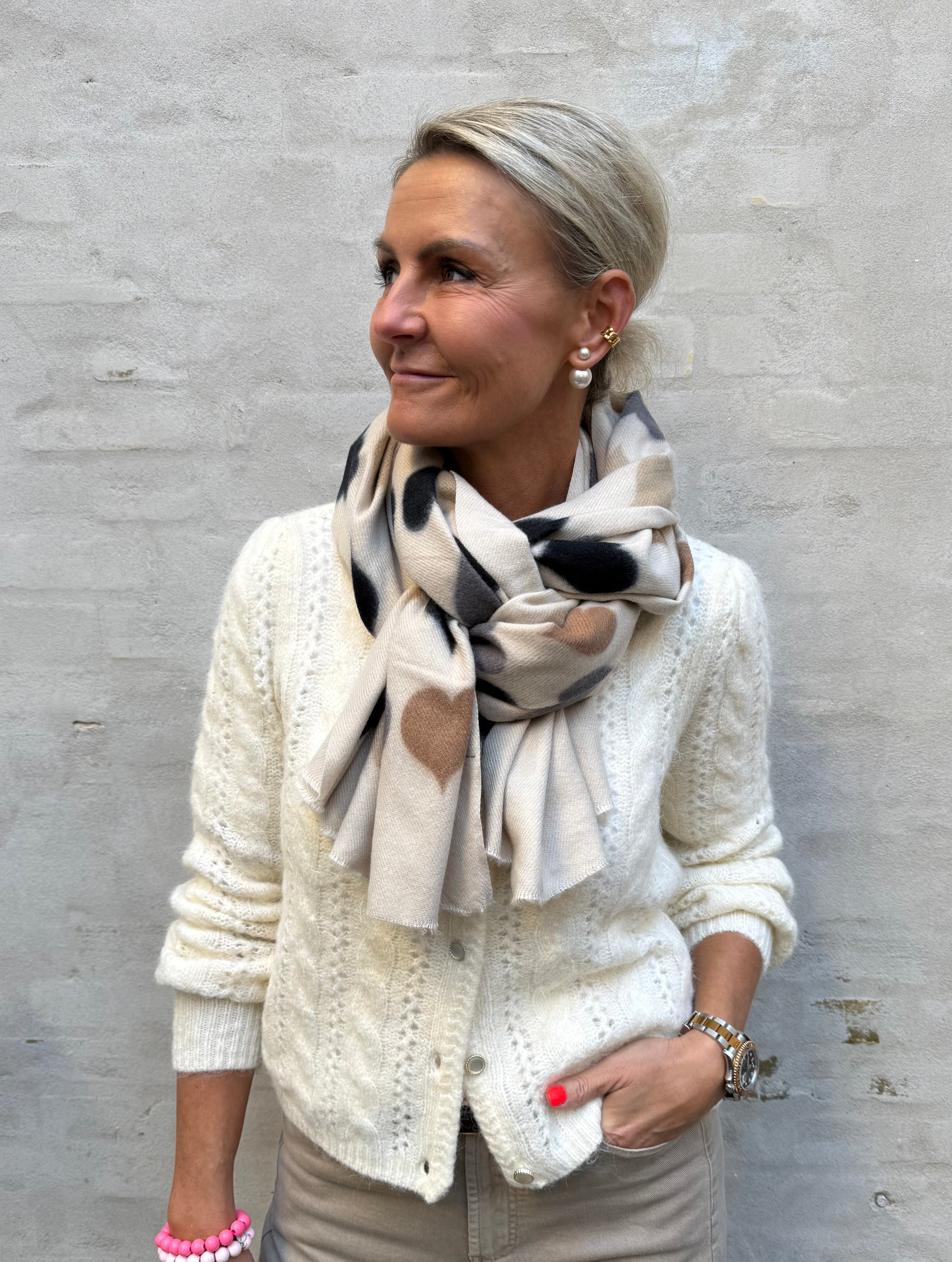 RUMI heart winter scarf - Creme