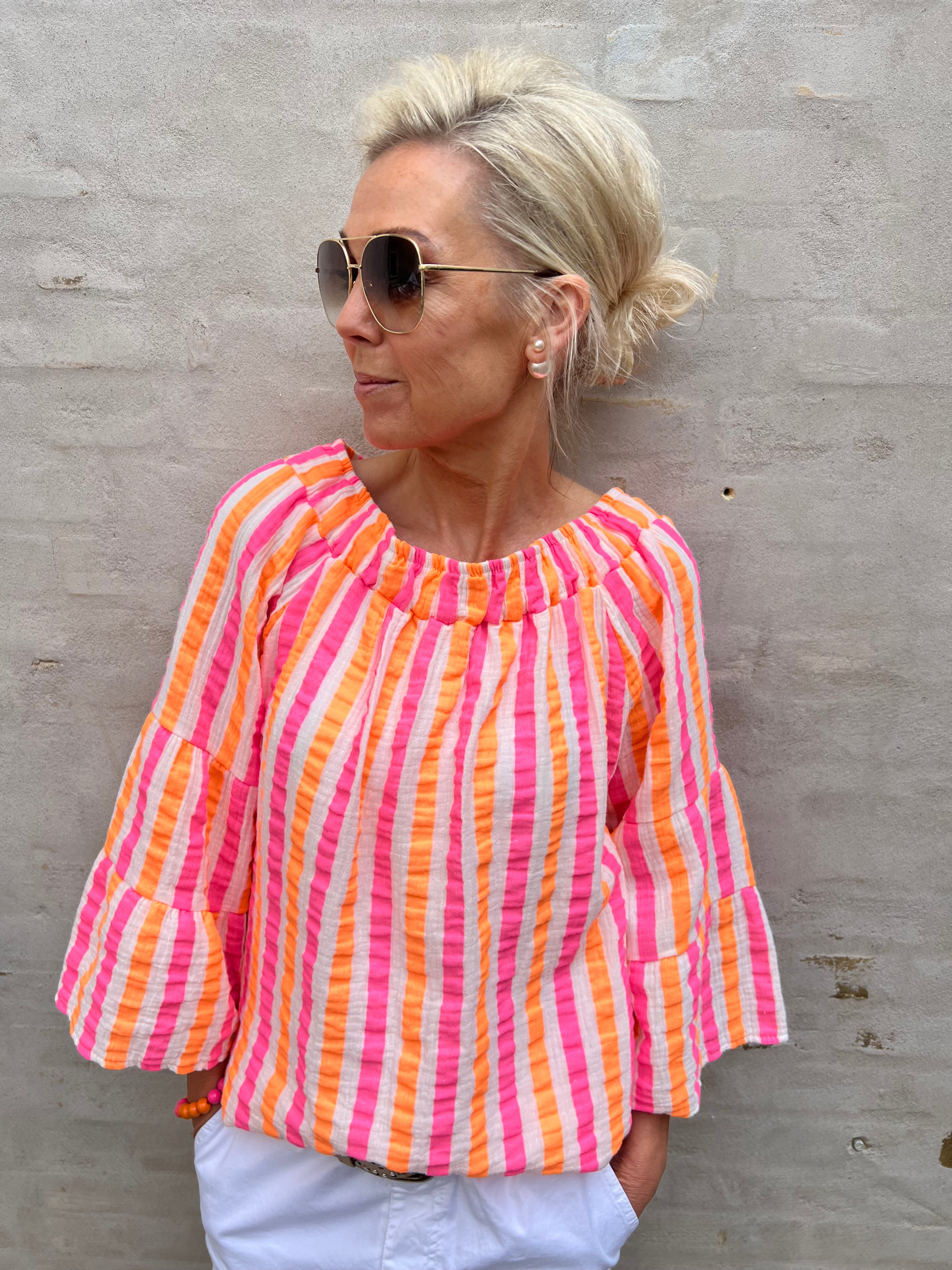 PREORDER- Putte shirt orange fuxia stripe