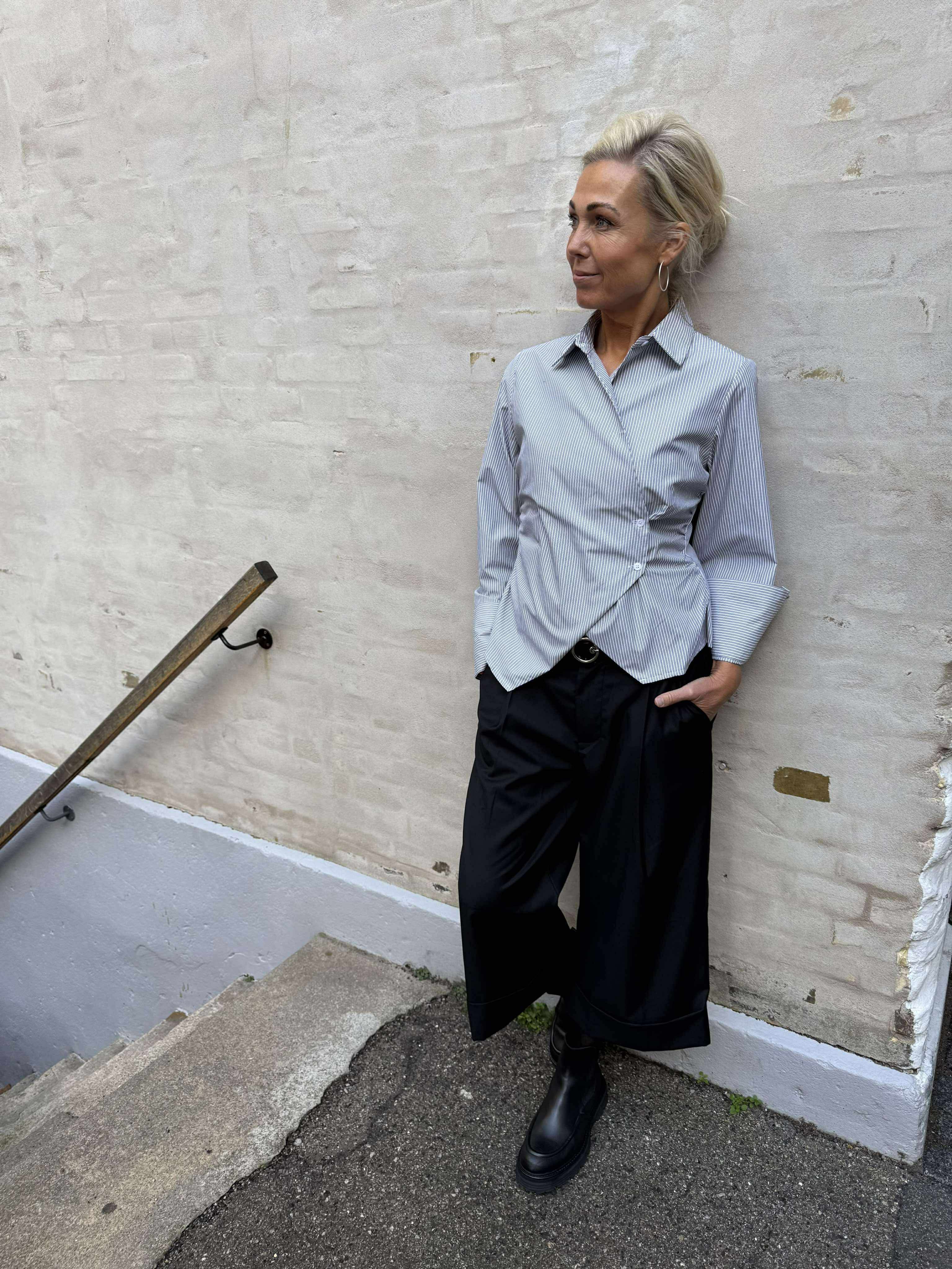 Fenli Striped Shirt - Grey