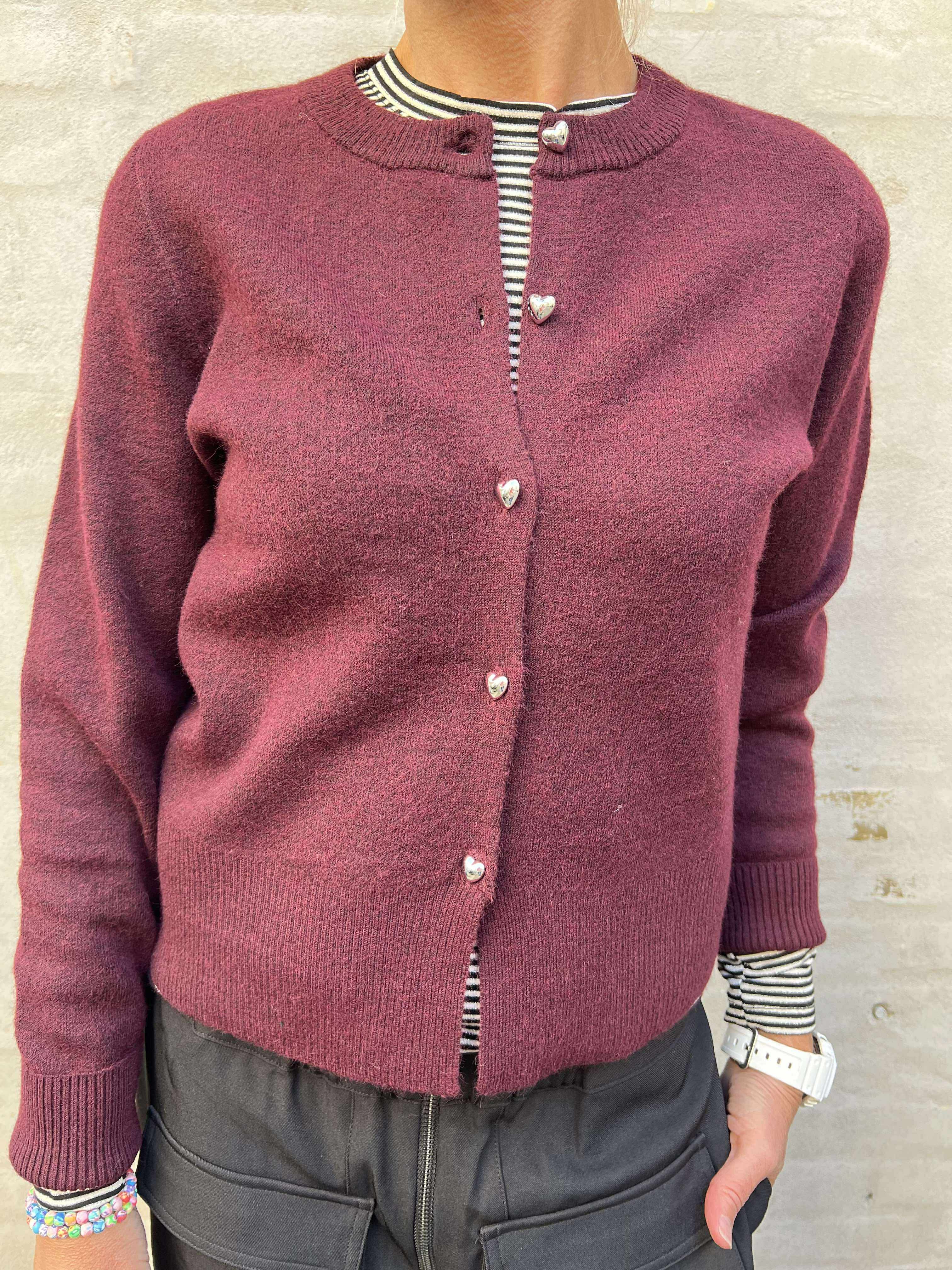 KACY LS O-NECK CARDIGAN - Winetasting W. MELANGE