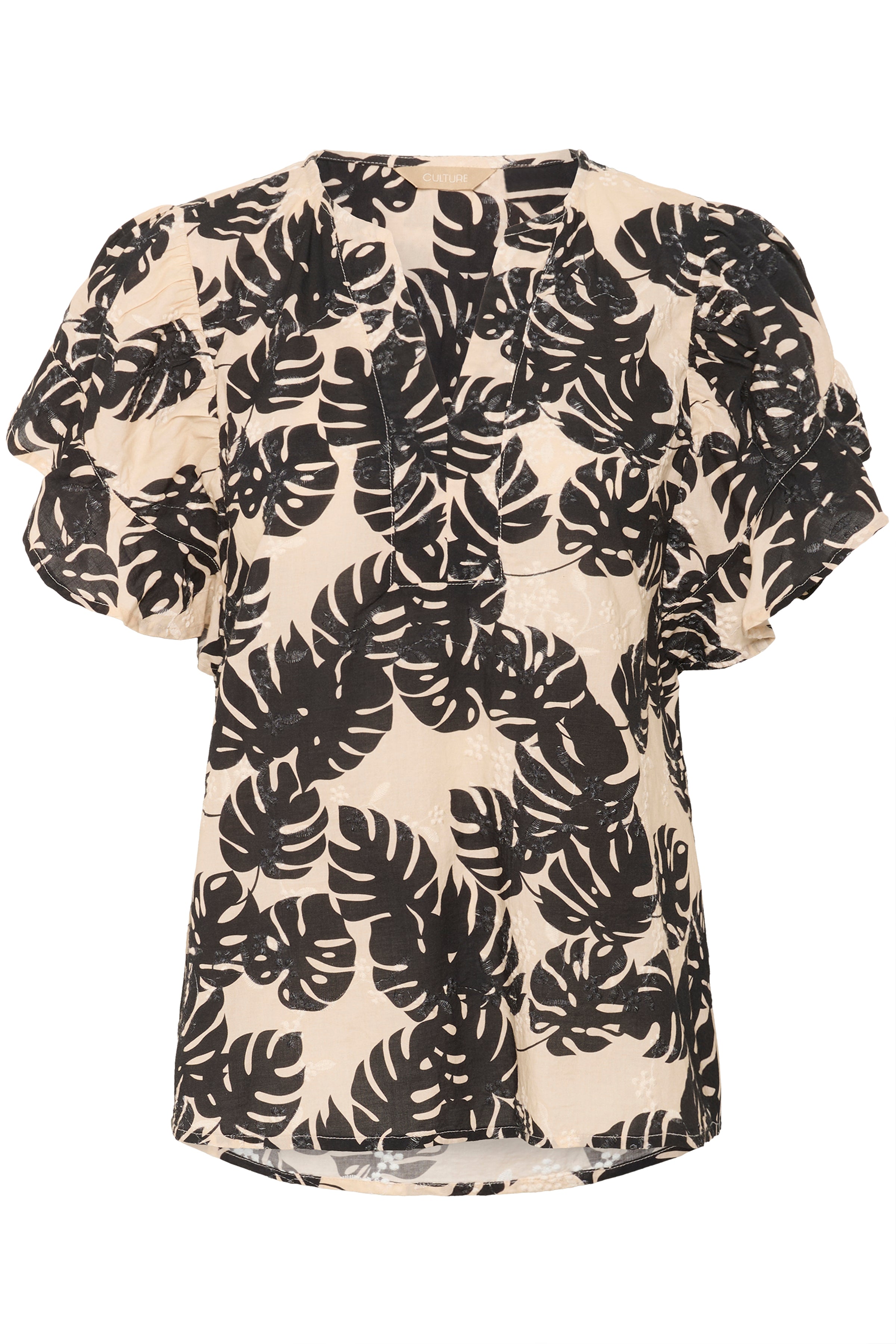 Debora Blouse - Black Palm Leaves