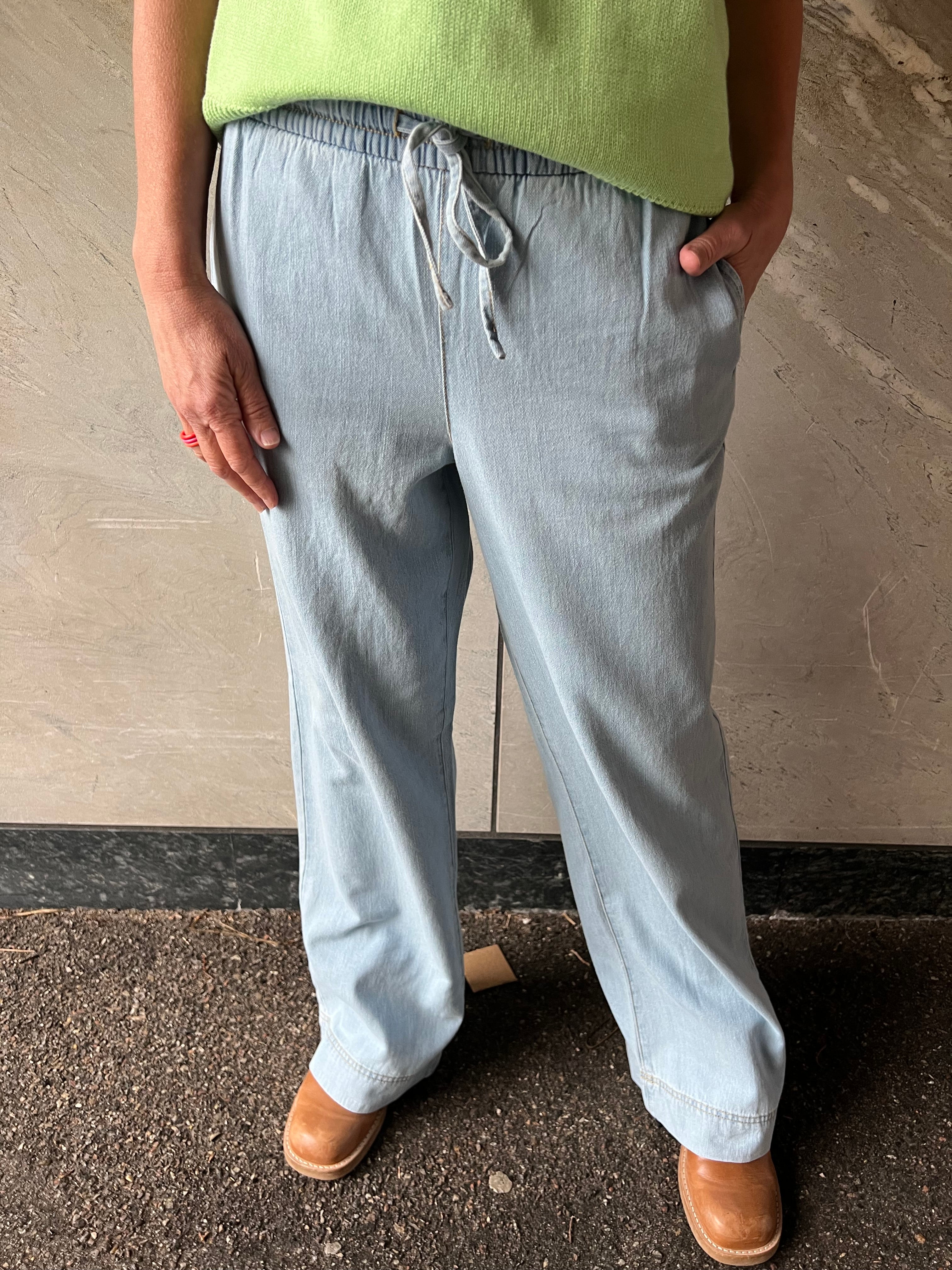Penny string loose jeans light blue denim