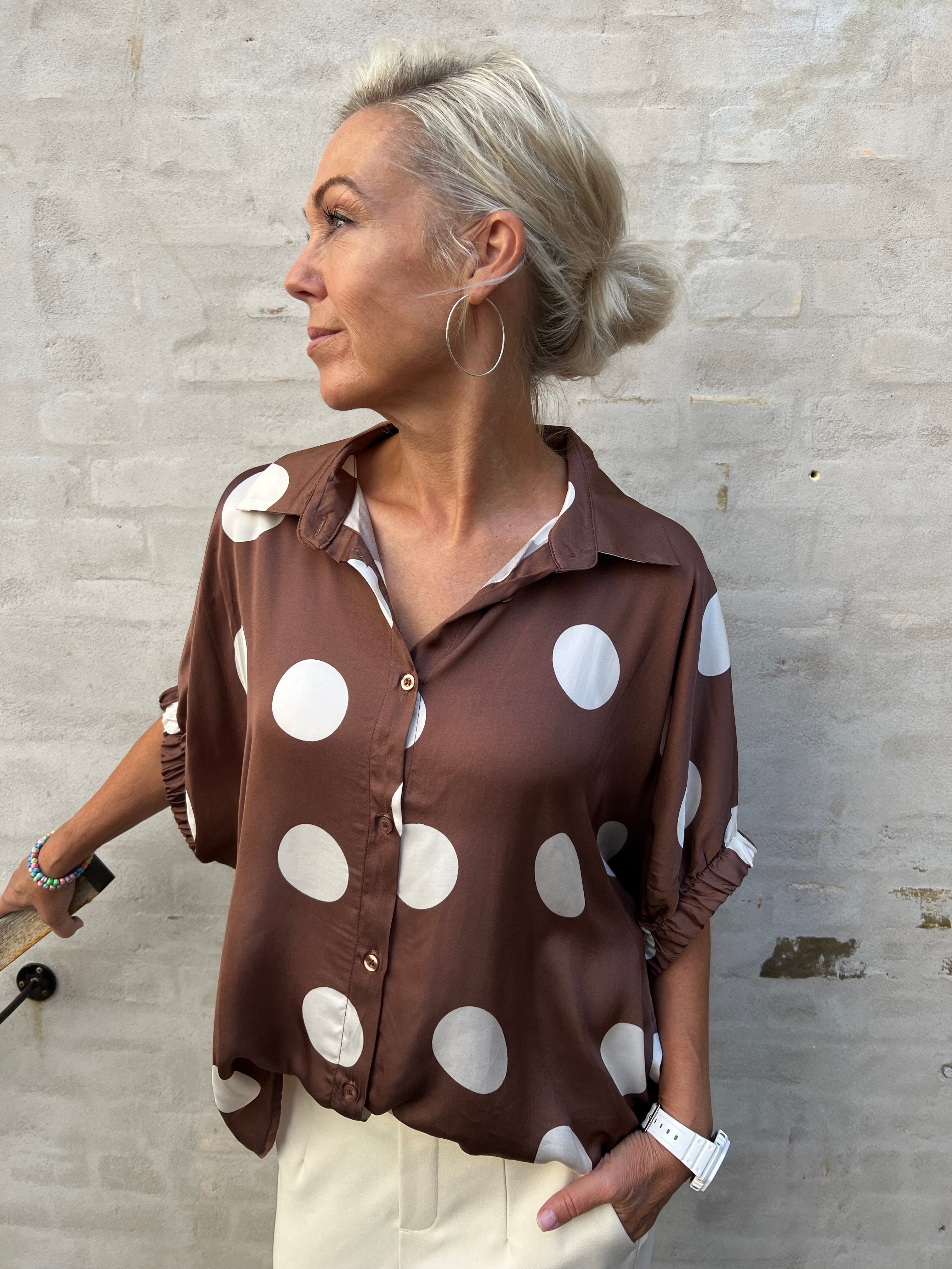 MABEL shirt blouse - Mocca Dot