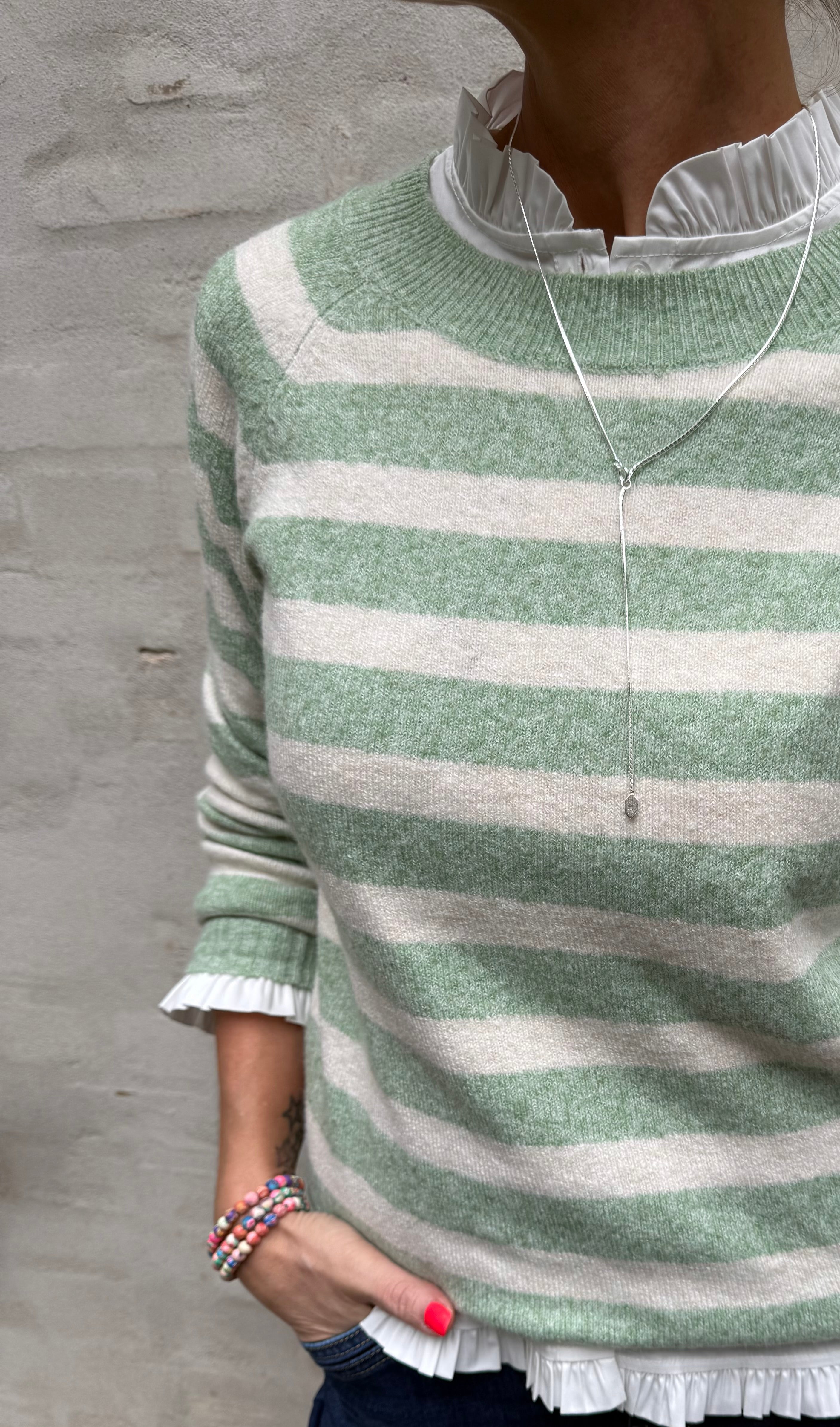 DOFFY O-NECK BLOUSE - Mistletoe/Birch