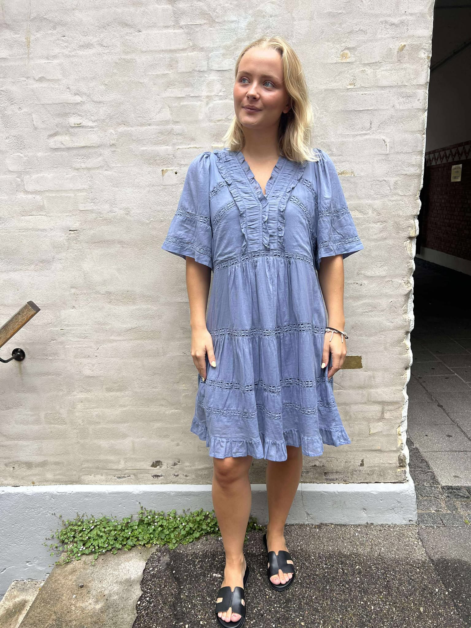 Milene Voile Dress - Smoke Blue